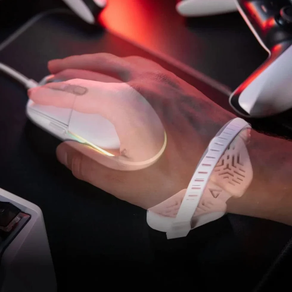 Deltahub Carpio G2.0 Poggiapolsi ergonomico per mouse da gioco, supporto anti-fatica, scorrimento fluido (S, destro, bianco)