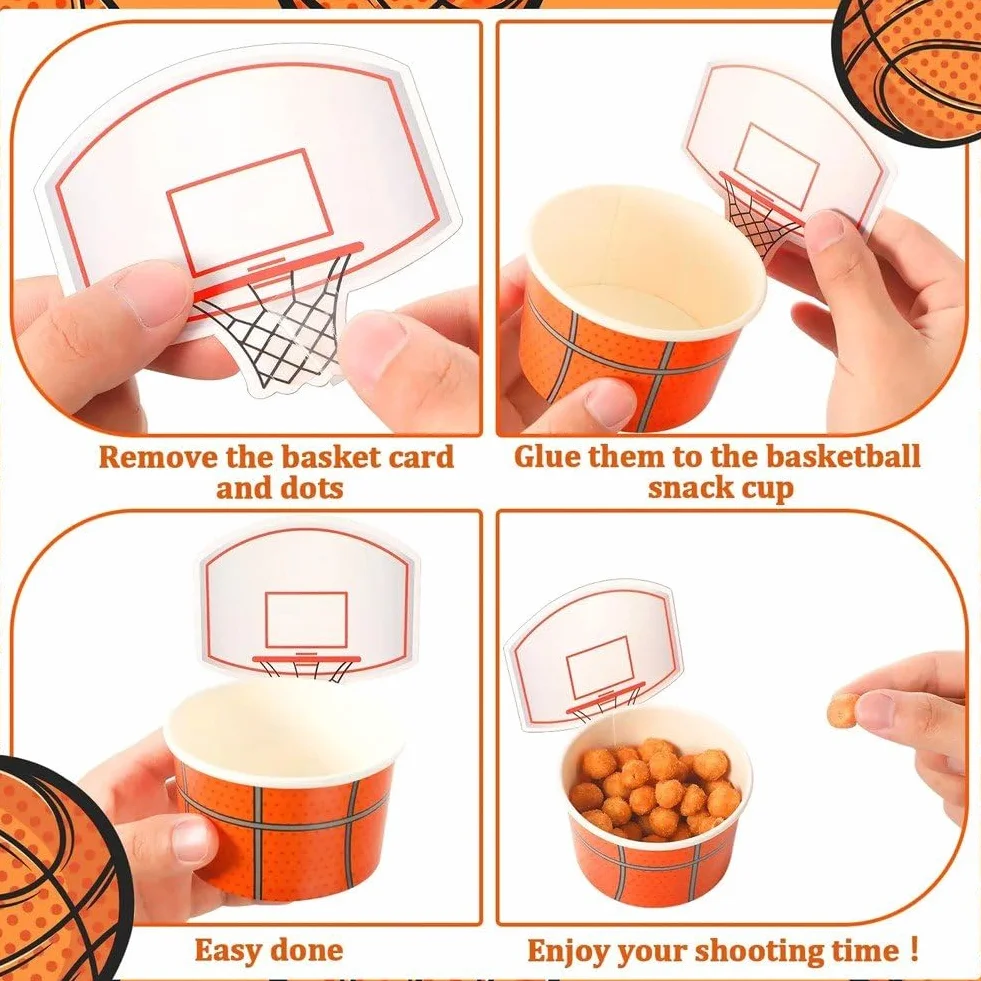 20 Pezzi Tazze Snack a Forma di Canestro Basket per Feste Compleanno Tema Basket Ciotole Carta Bomboniere