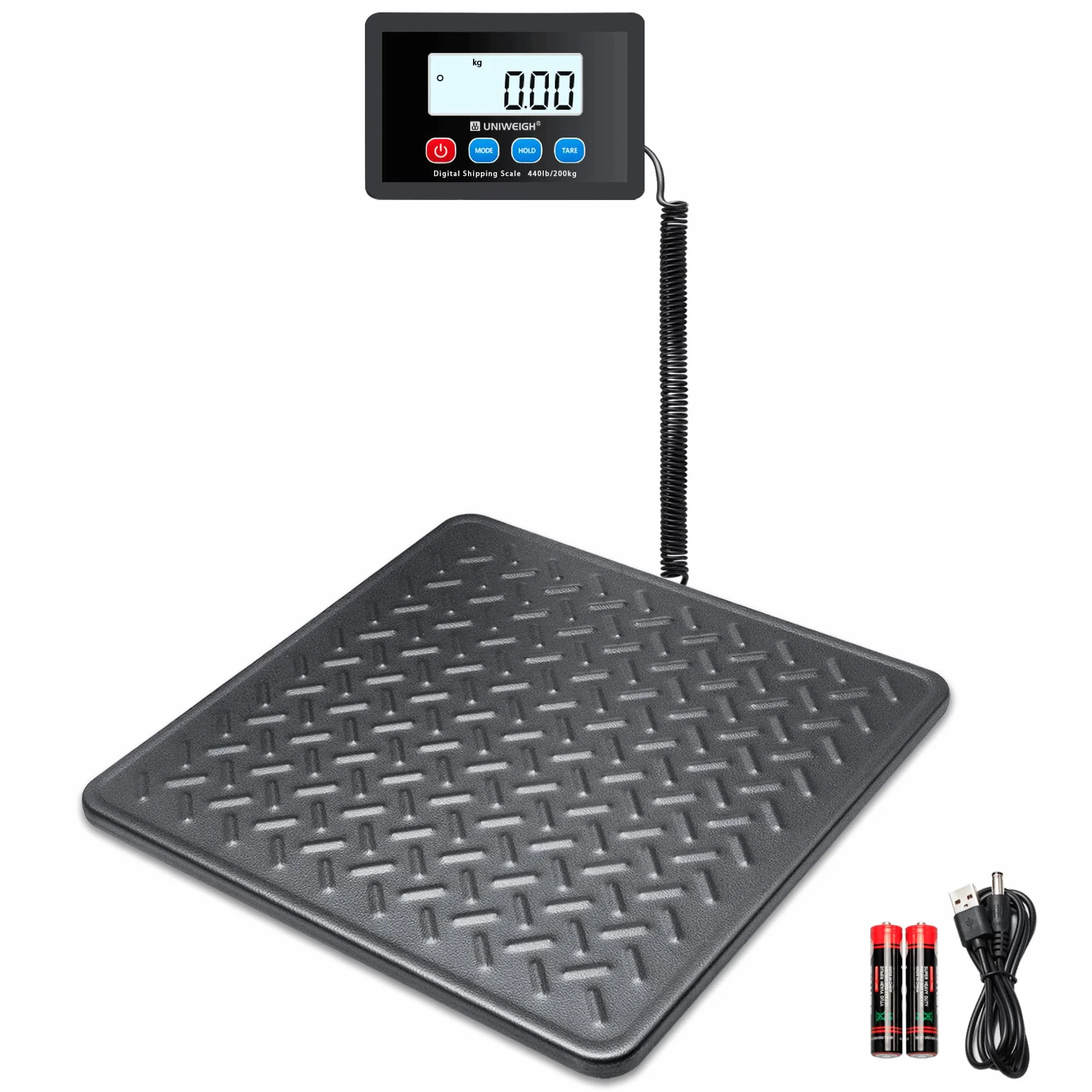 UNIWEIGH Bilancia postale 440lbs x 10g, piattaforma in lega d'acciaio, LCD Hold Tara