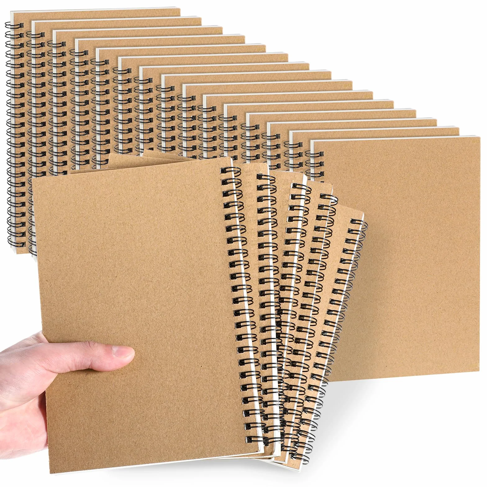 COMNICO 20 quaderni a spirale a righe universitari con copertina rigida in carta kraft, quaderni a righe, per lavoro, scuola, viaggi, casa, ufficio, estetico, schizzo, disegno, note