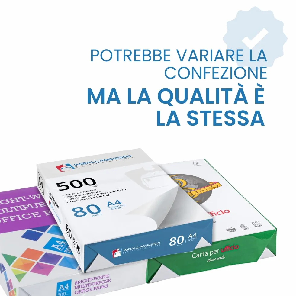 Risma Carta A4 80 gr/mq 500 Fogli Bianca IMBALLAGGI 2000