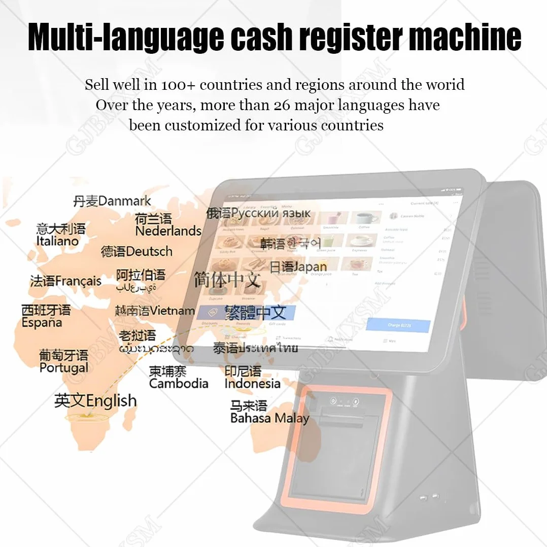 Sistemi Pos per Pc con Touch Screen da 15,6 Pollici, Sistemi Pos con Registratore di Cassa Touch Screen Intelligente Tutto in Uno, CPU-i5 8G + 128G per Ristoranti Aziendali Black