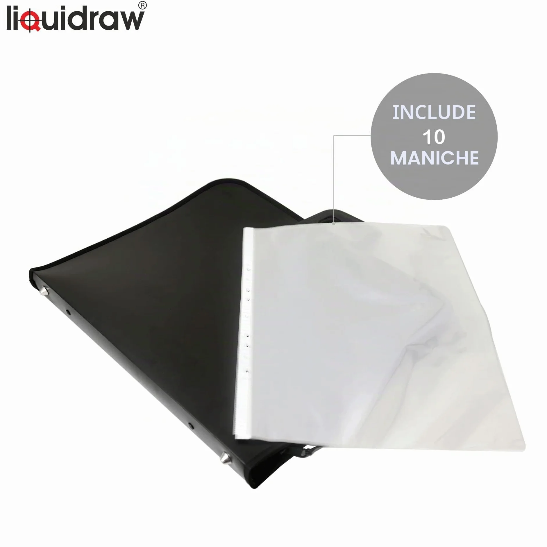 Liquidraw Cartellina portadocumenti per artisti, formato A2 e A3, con maniche o tasche trasparenti, borsa per il trasporto e documenti per artisti, Nero , A2, Portfolio Bag A2