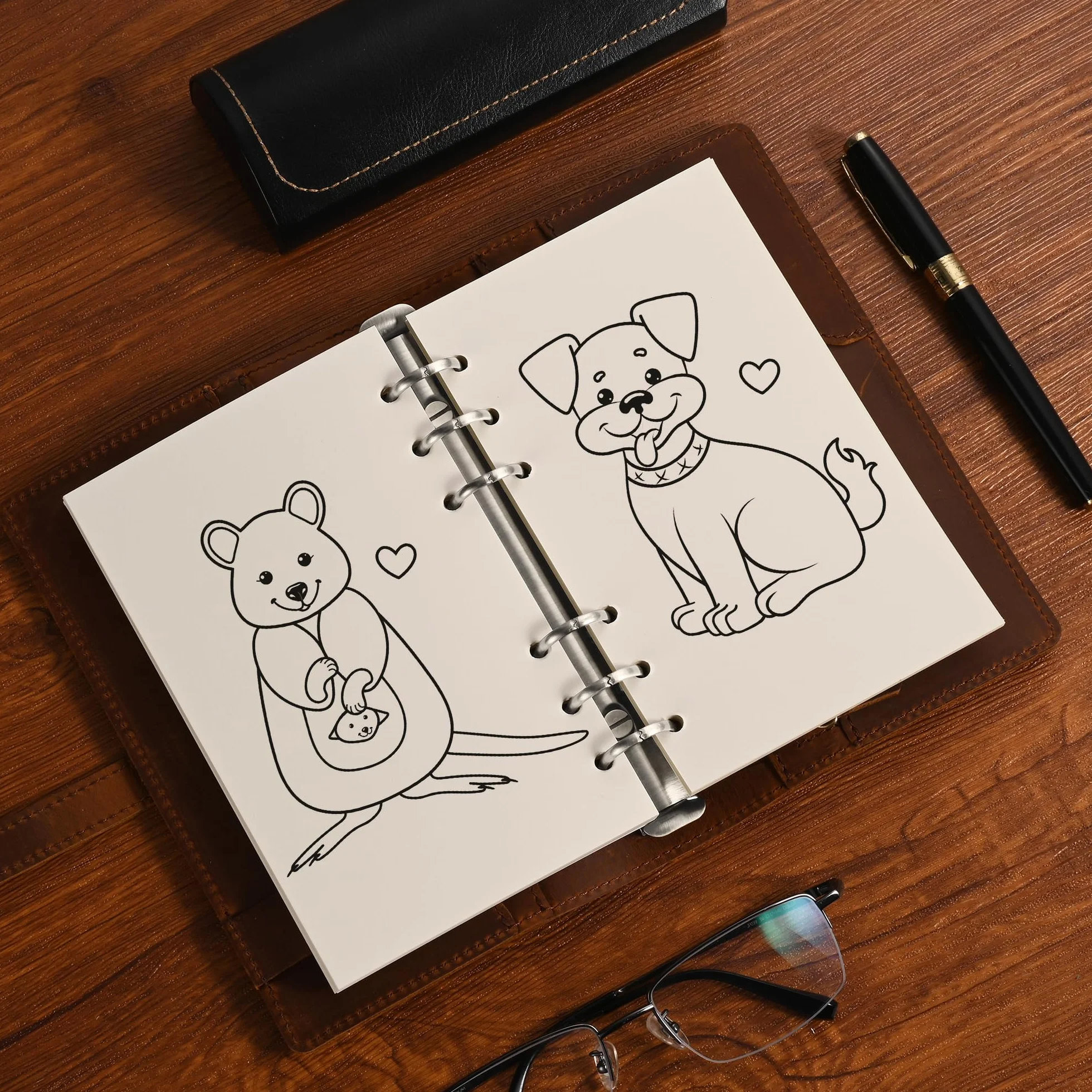 Carta di ricarica bianca A6 6 fori 80 fogli 160 pagine 10,4 x 16,8 cm beige (2)