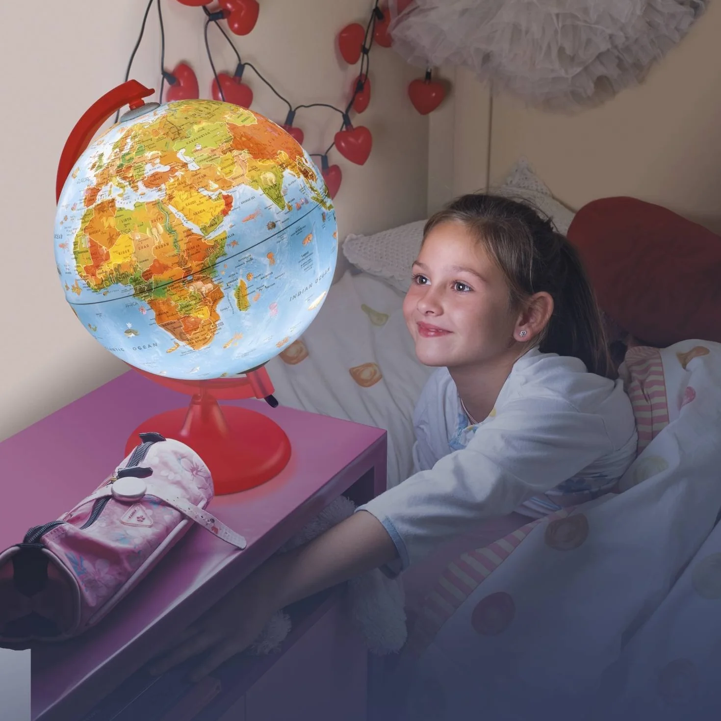 Kinderleuchtglobus ZP 2562 Zoo Rosa Kinderleuchtglobus 25 cm, Kunststoffausstattung in Rosa, Glitzer im Fuß, mit Abbildungen Kinderleuchtglobus 25 cm, Rosa, Kunststoffausstattung (Globus für Kinder)
