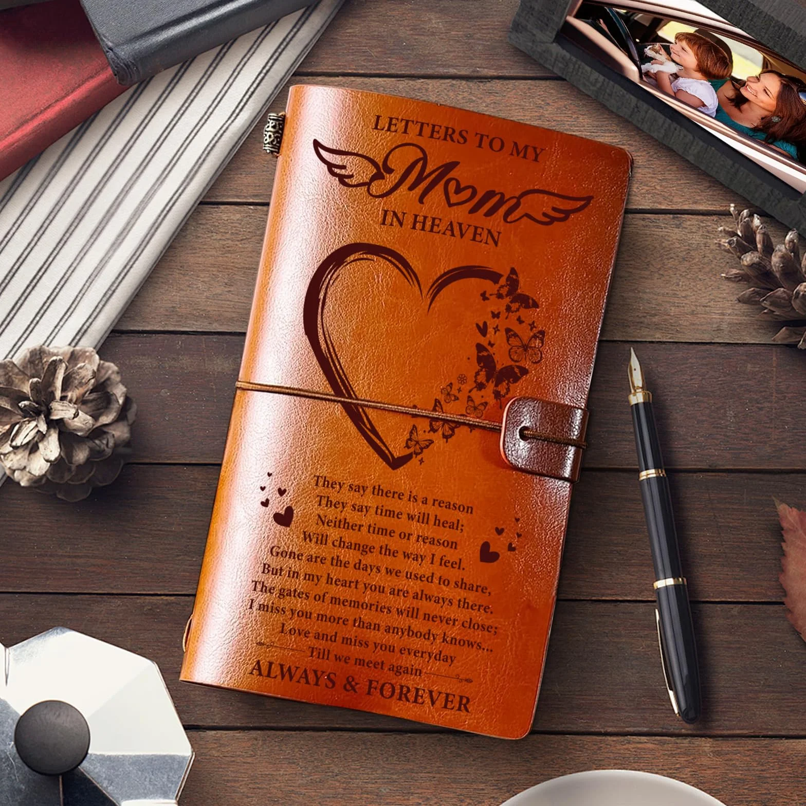 Regalo commemorativo per la perdita della mamma lettera alla mamma in paradiso diario in pelle