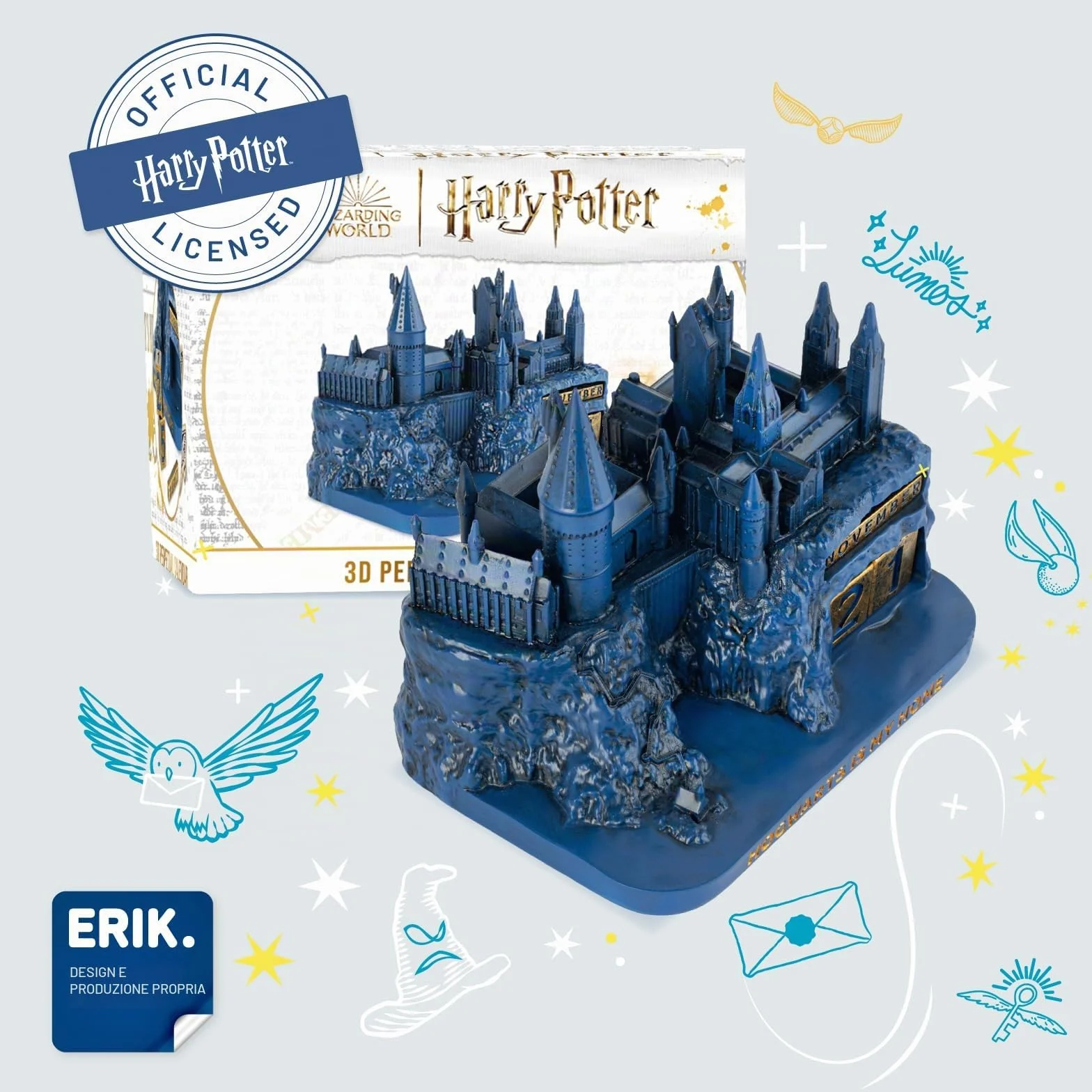 Calendario Harry Potter 3D | Calendario Perpetuo da Tavolo Hogwarts, Mini Calendario Perpetuo 14 x 9 x 10 cm, Harry Potter Gadget, Natale ad Hogwarts