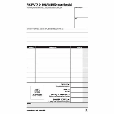 Blocco ricevute B&B autoricalcanti 25 copie 16,8x10cm DU16257B250