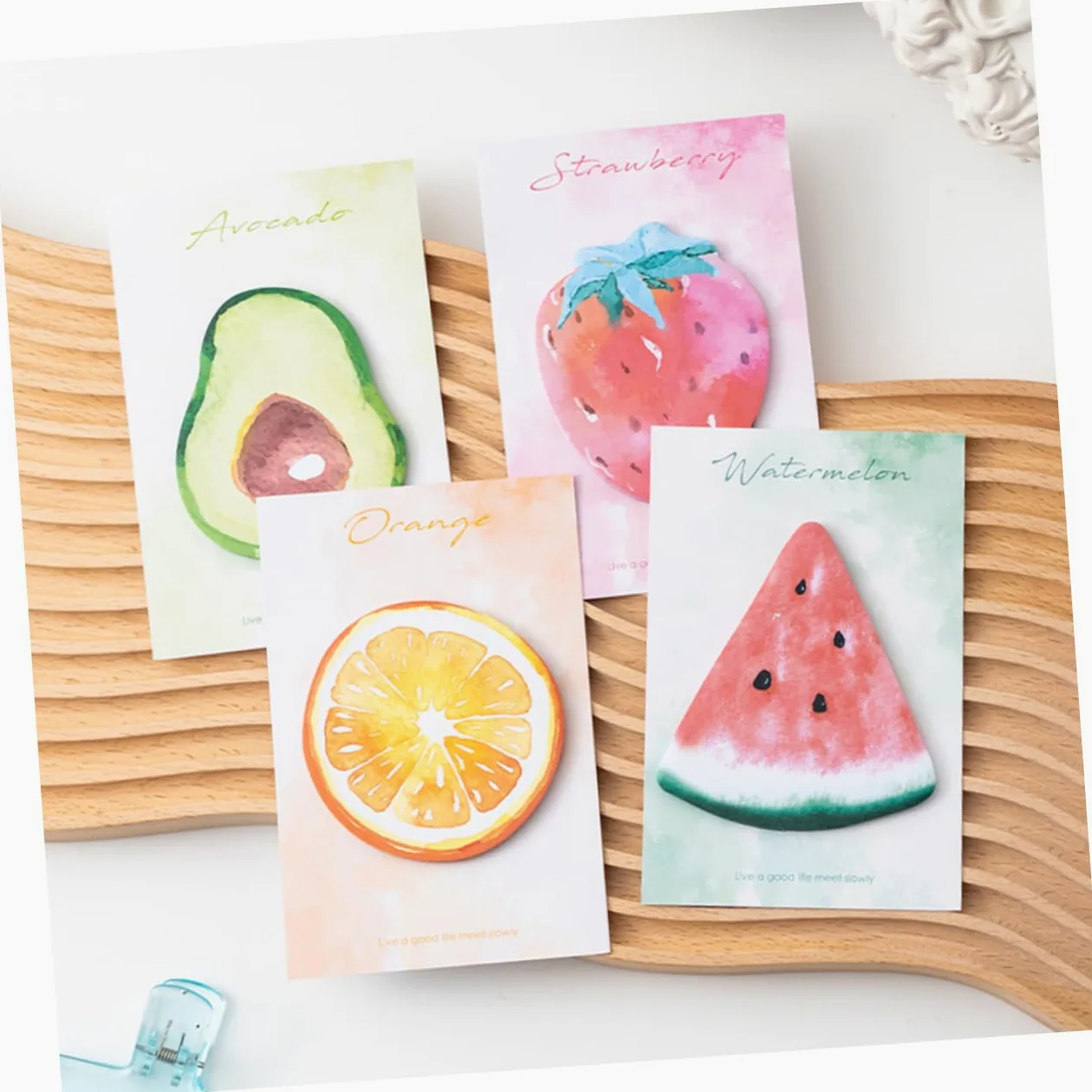 NUOBESTY 4pezzi Note Adesivi Note Pads Per Include Angurie e Avocado Per Pratici e Riposizionabili