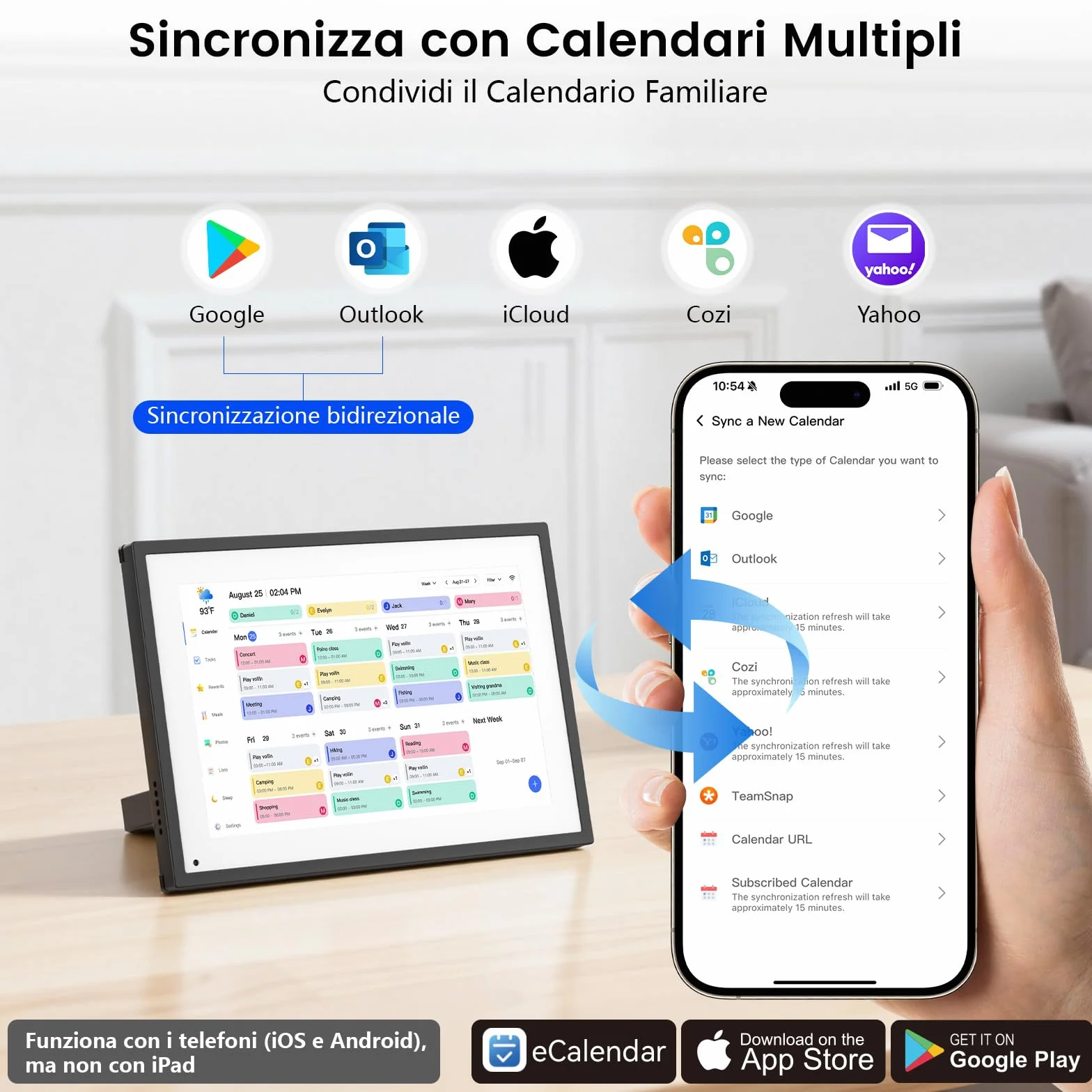 NEWYES 10,1" Calendario Digitale da Tavolo 2026, Agenda Familiare con Touchscreen Interattivo e Cornice Digitale Adatta per Camere da Letto, Cucine e Uffici, ADHD Planner