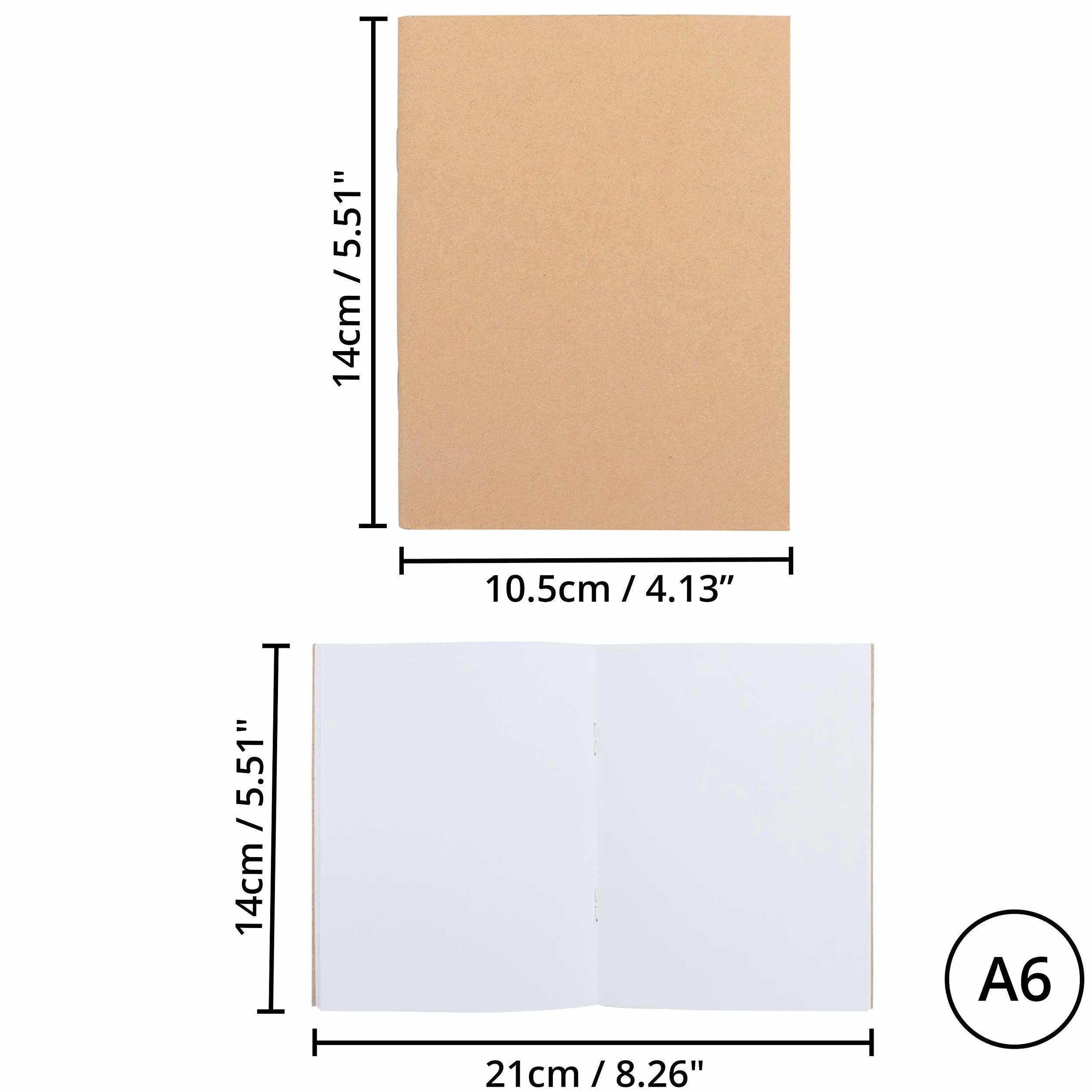 BELLE VOUS Set 48 Quaderno Appunti Kraft Copertina Marrone A6 10,5 x 14 cm 24 Pagine Bianchi Quadrati per Viaggi Ufficio