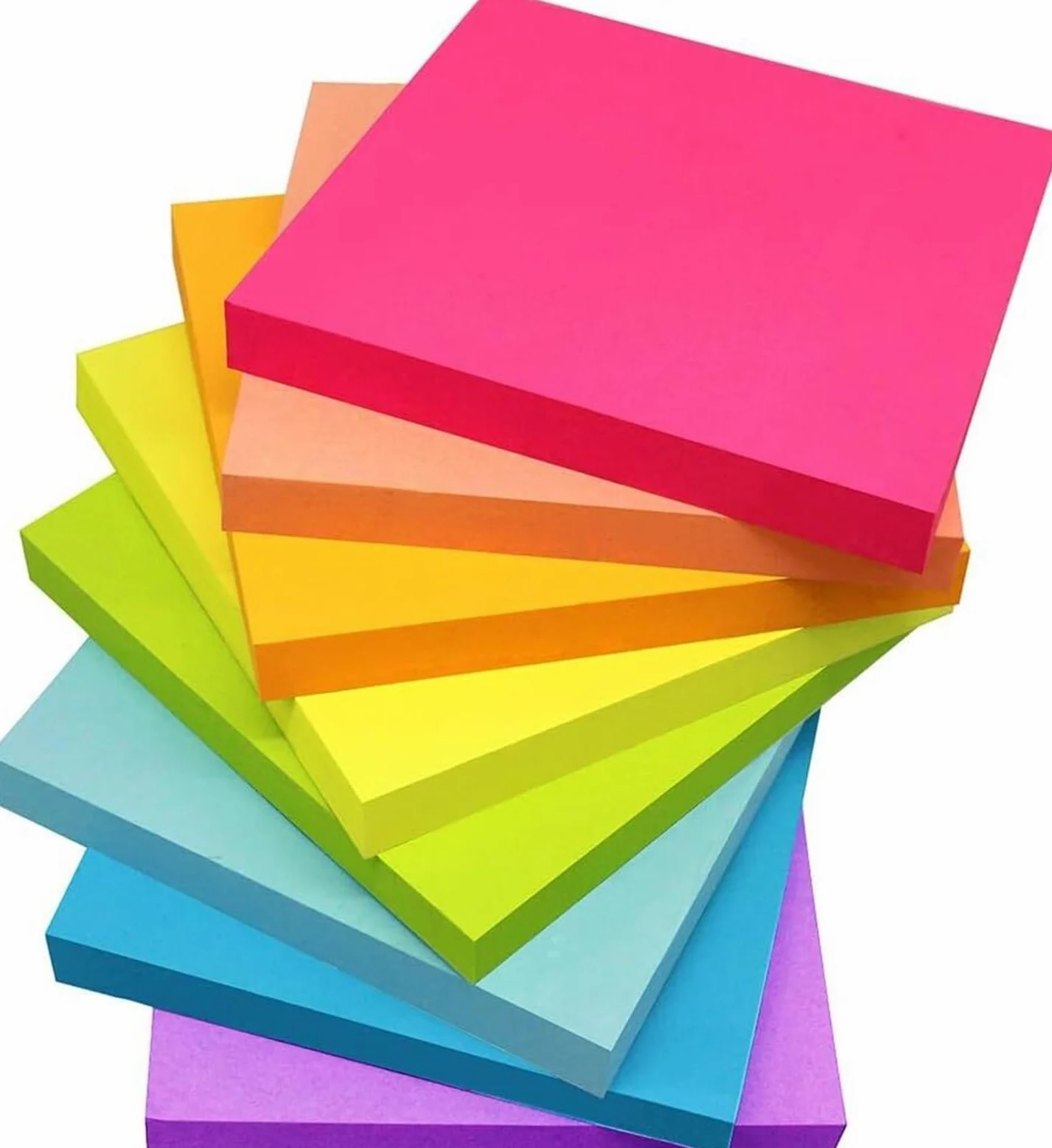 Foglietti adesivi, 8 pezzi, 7,6 x 7,6 cm, colori vivaci, autoadesivi, facili da pubblicare per notebook