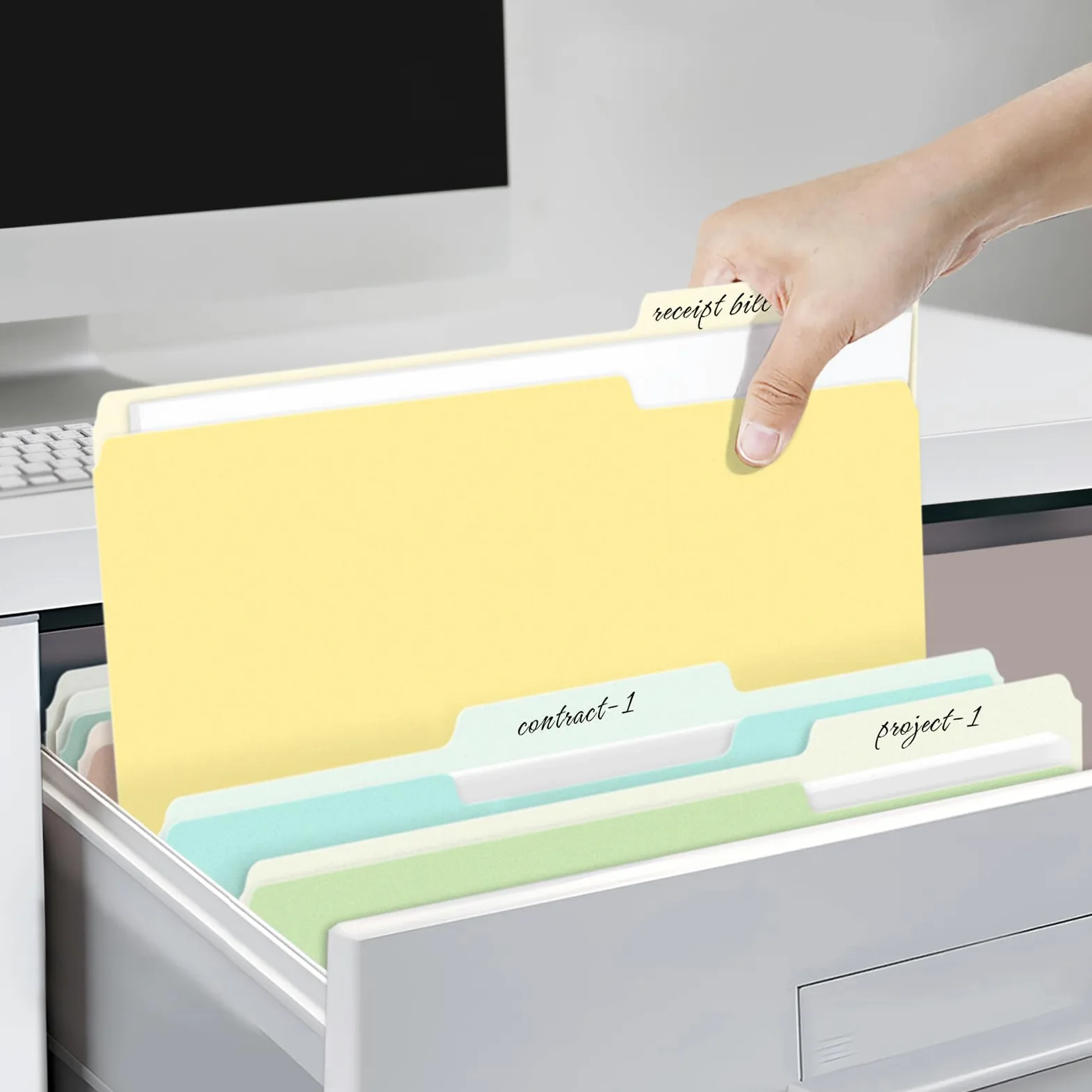 SUNEE Cartelle portadocumenti, confezione da 120 cartelle Manilla, 8,5 x 11, 12 colori, per ufficio, casa, scuola, per documenti e documenti