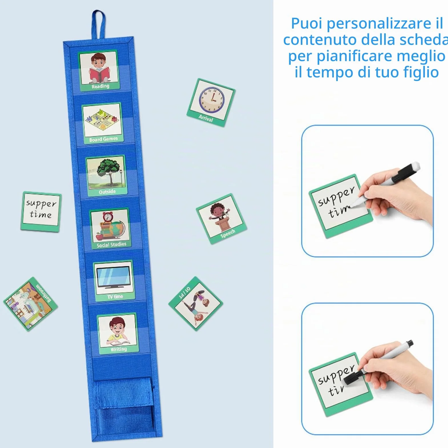 Programma Visivo per Bambini Tabella della Routine Quotidiana Calendario con 45 Carte di Attività