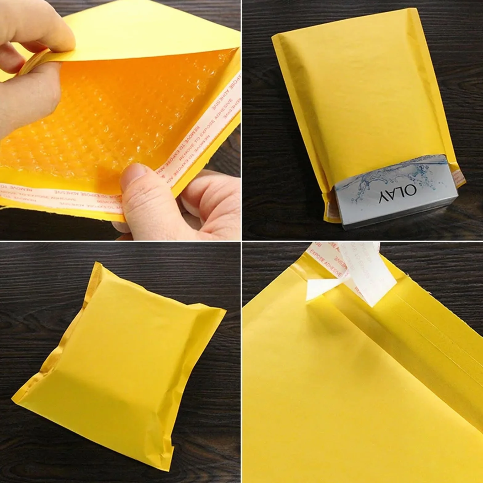 Buste Imbottite Per Spedizioni Confezione di buste postali a bolle carta Kraft gialle da 50/100 pezzi