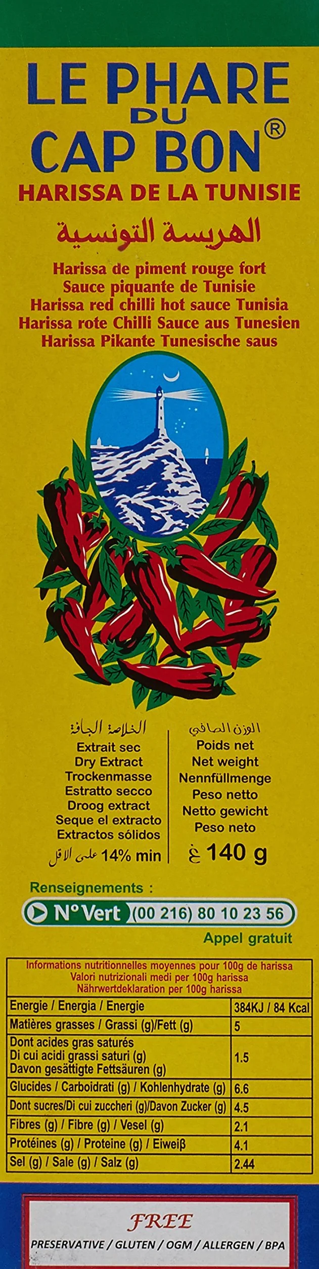 Harissa - Tubo per faro, 140 g, 18 pezzi