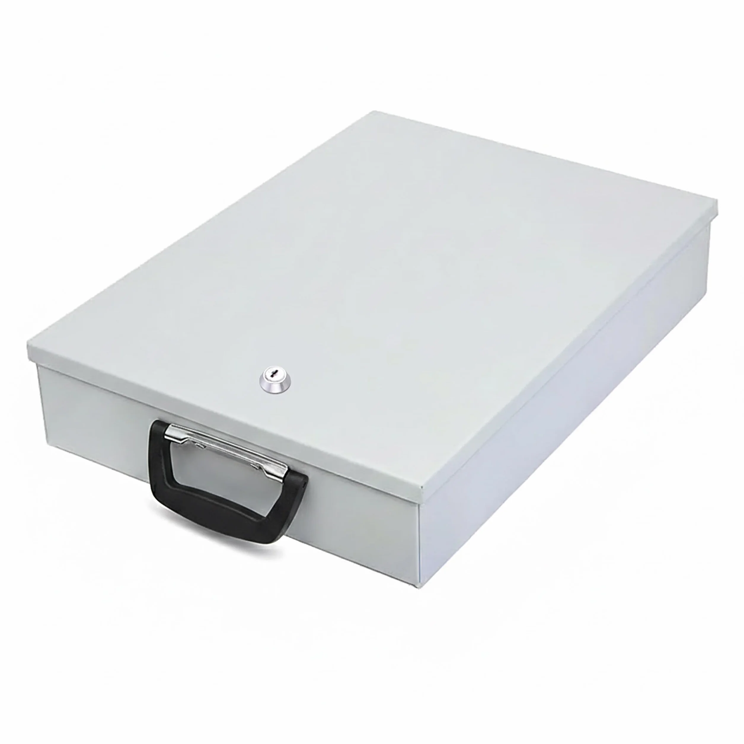 Relaxdays Cassetta Portadocumenti DIN A4 con Serratura, 2 Chiavi, Maniglia, Sicurezza, Grigio Chiaro, 7x37x27 cm
