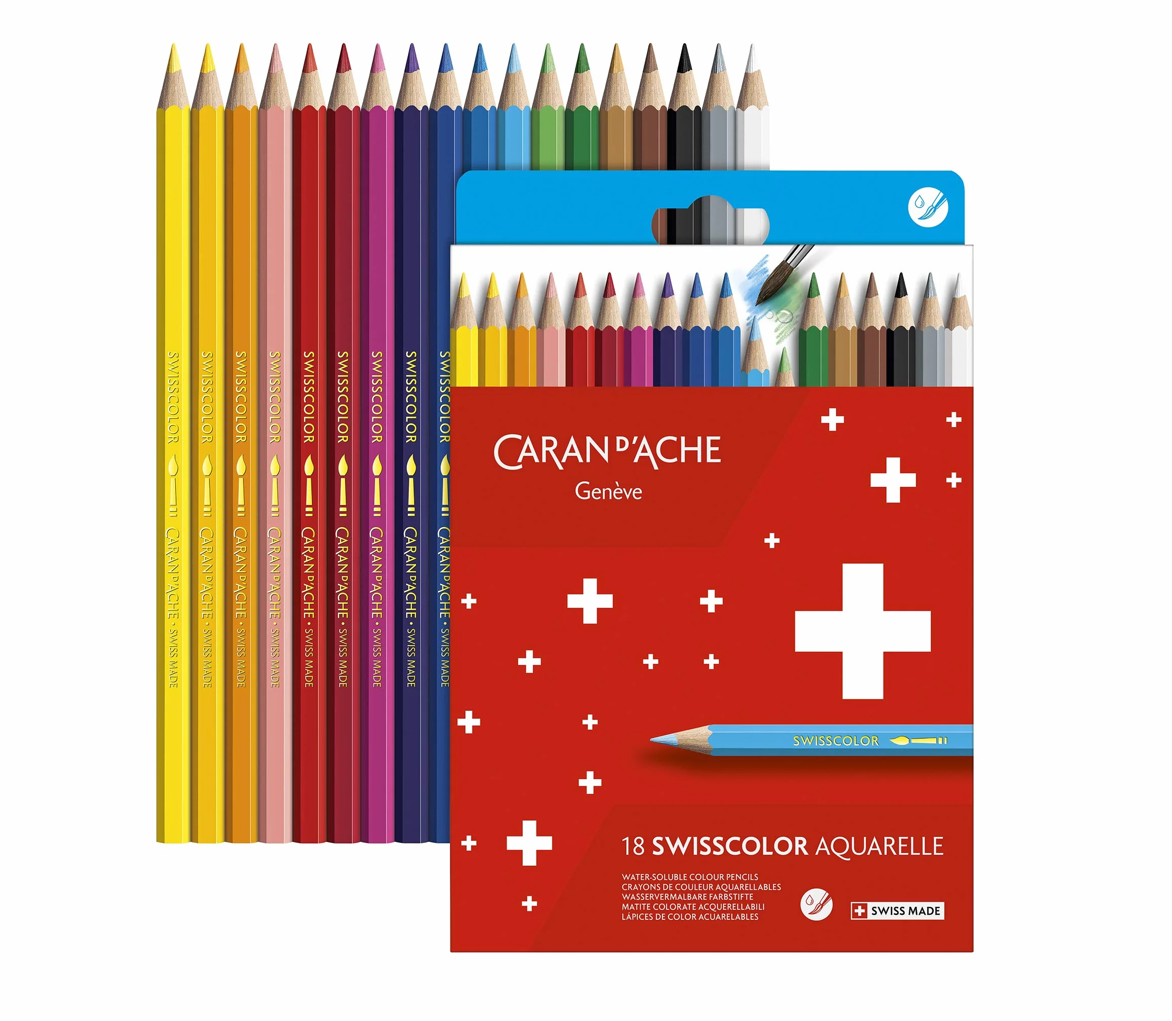 Caran d'Ache Swisscolor 18 matite colorate acquerellabili confezione cartone