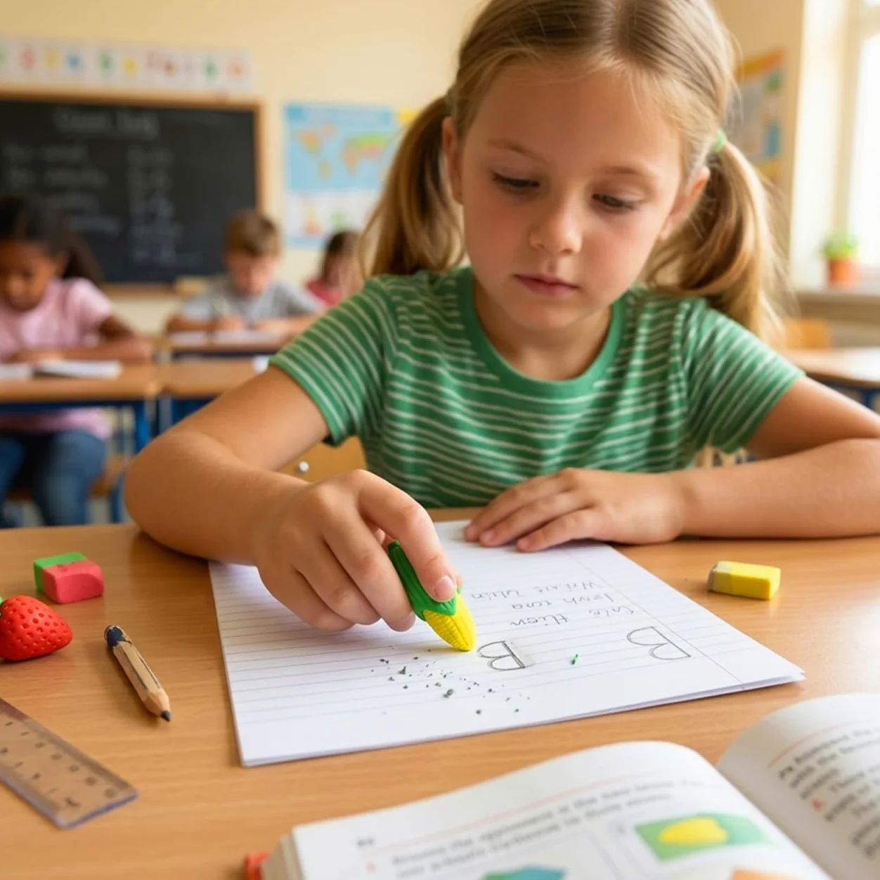 Veemoon 100 mini gomme da cancellare a forma di mais, divertenti e funzionali, per scuola, ufficio e uso quotidiano, design compatto, ideali per l'apprendimento creativo