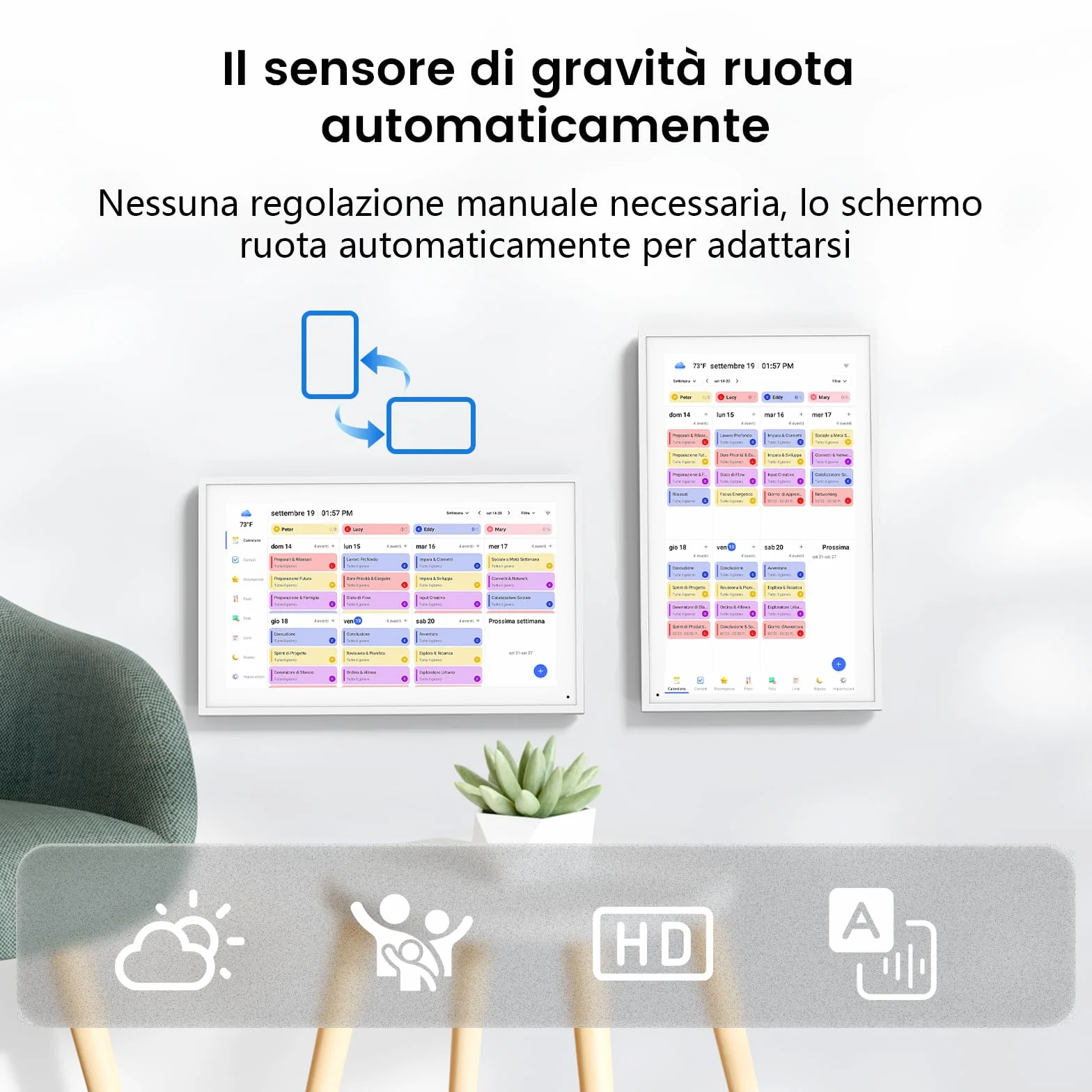 NEWYES 2026 Calendario Digitale da Parete 15,6", Agenda familiare interattiva con touchscreen, Organizzatore e Planner Familiare con Display IPS Full HD 1920×1080, Ideale per Regali e la Casa