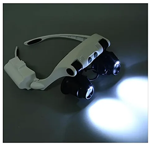Lente d'ingrandimento per gioielliere con doppio occhiale, ingrandimento 10x, 15x, 20x, 25x, 8 lenti per riparazione e misurazione di orologi