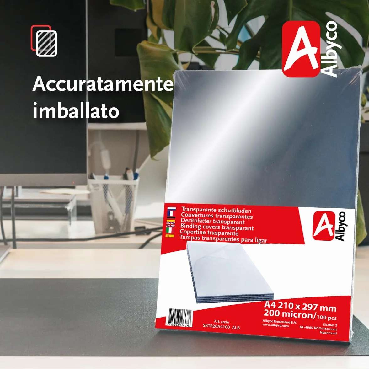 Albyco Copertine Rilegatura Trasparenti A4 0,20 mm 100 Pezzi