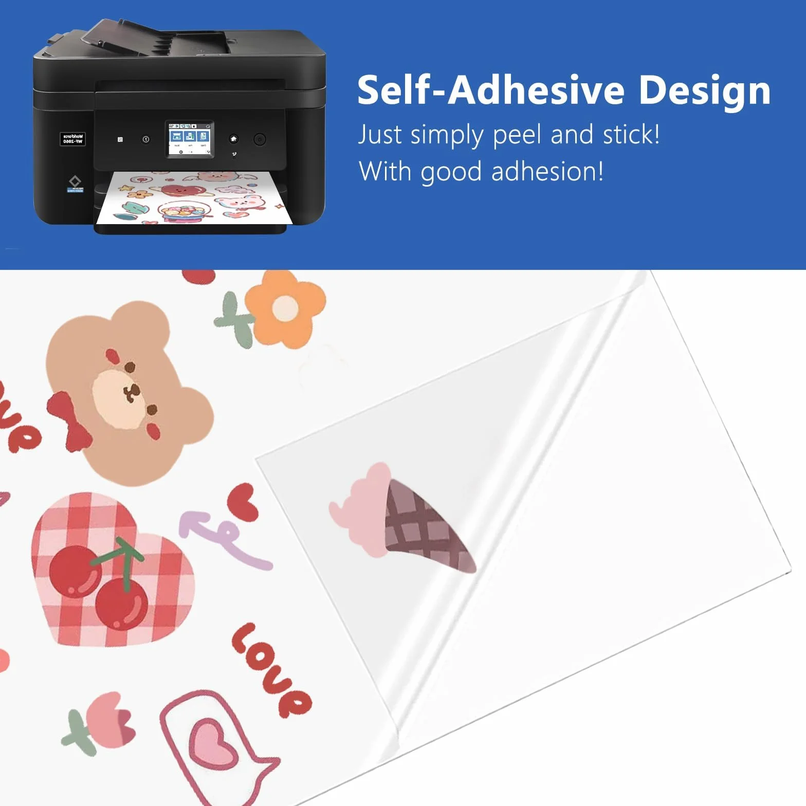 Carta Adesiva Stampabile Trasparente 30 Fogli A4 21x29,7 cm per Stampante Laser e Getto d'Inchiostro