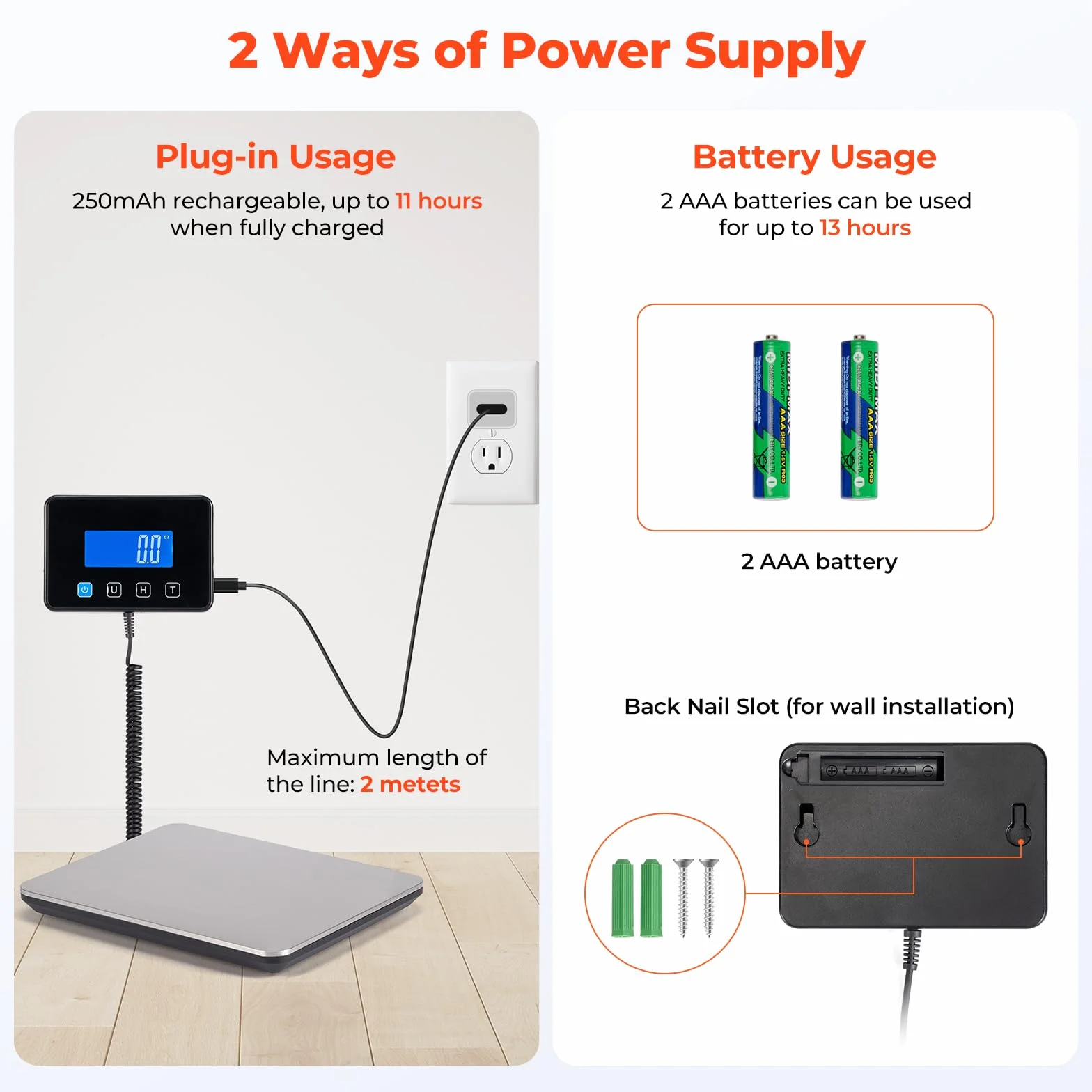 MUNBYN Bilancia elettronica da 200 kg/440 libbre con supporto pieghevole, display LCD, funzione tara/Hold