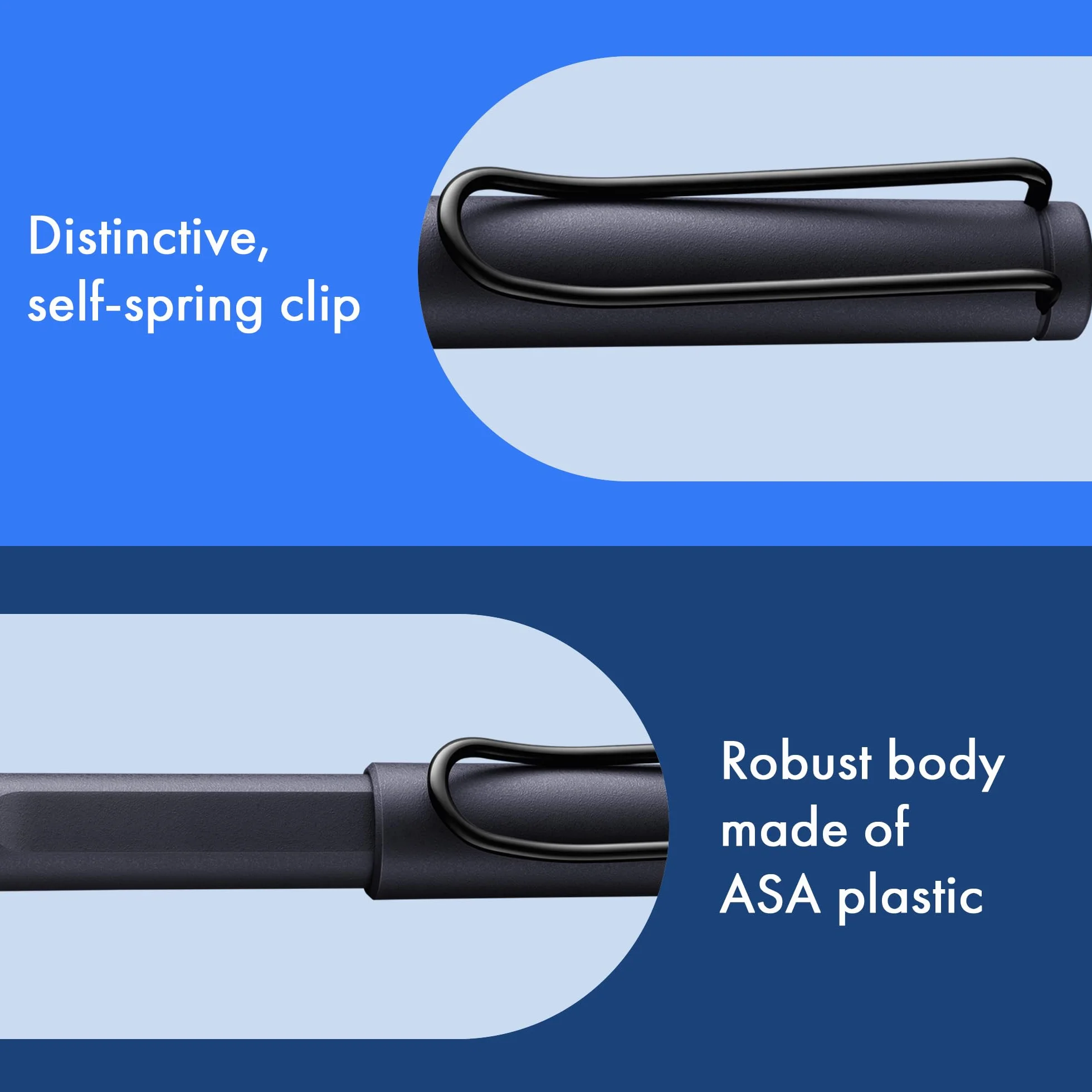 Lamy Safari Rollerball Penna Roller Ink Steel Black Tratto M Cartuccia Blu T10 ASA Robusta