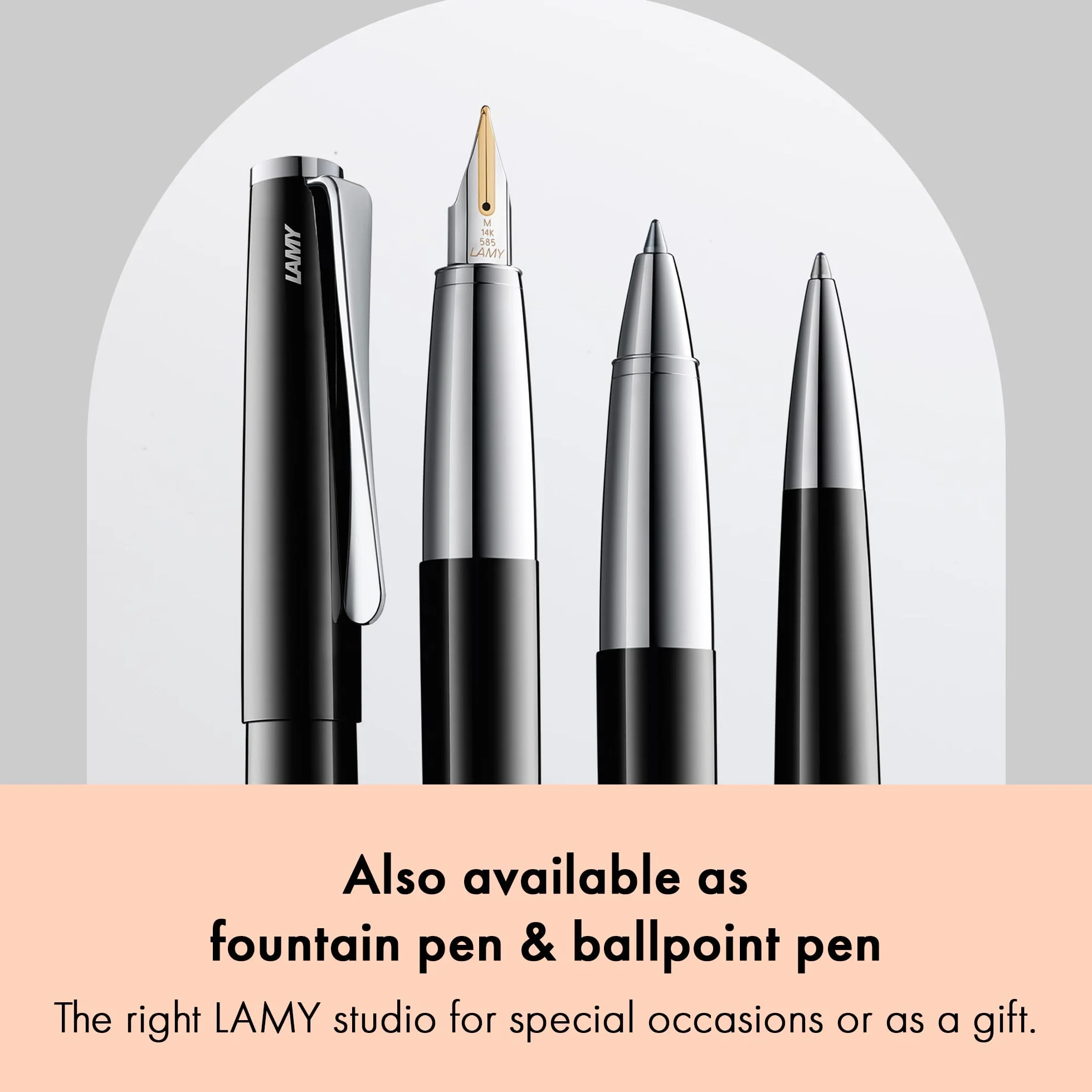Lamy studio pianoblack roller - universale con involucro elegante in metallo - con clip a forma di elica e larghezza di tratto M - con refill roller M 63 nero