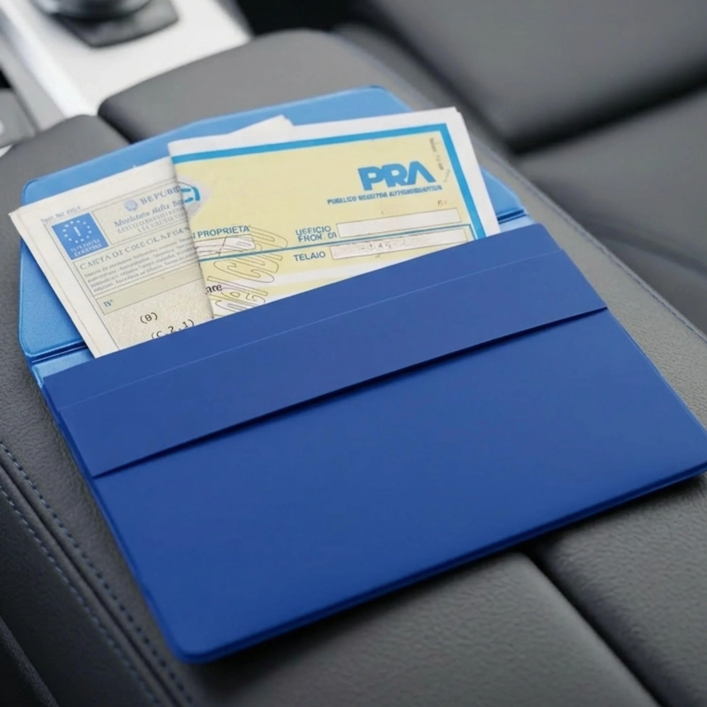STALIVA 2 Pezzi Porta Documenti Auto Moto, Porta Libretto Auto e Assicurazione, Cartellina Portadocumenti da Viaggio Bluette
