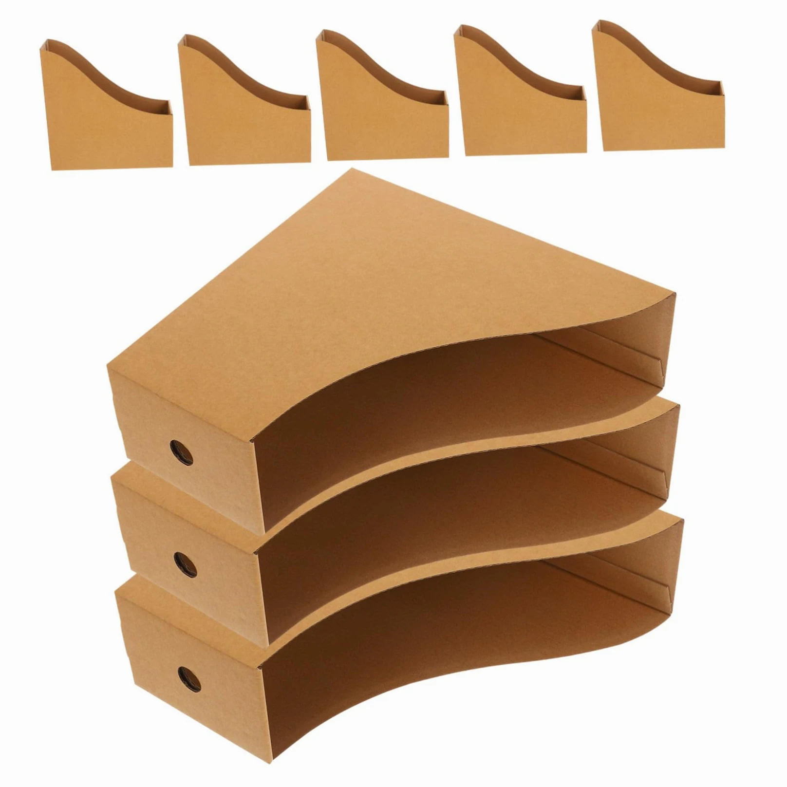 8pezzi Forniture Per Ufficio Scatola Per Libri in Cartone Organizer Per Documenti Porta Riviste Scatola Portaoggetti Tradizionale Marrone Per Aule e Casa