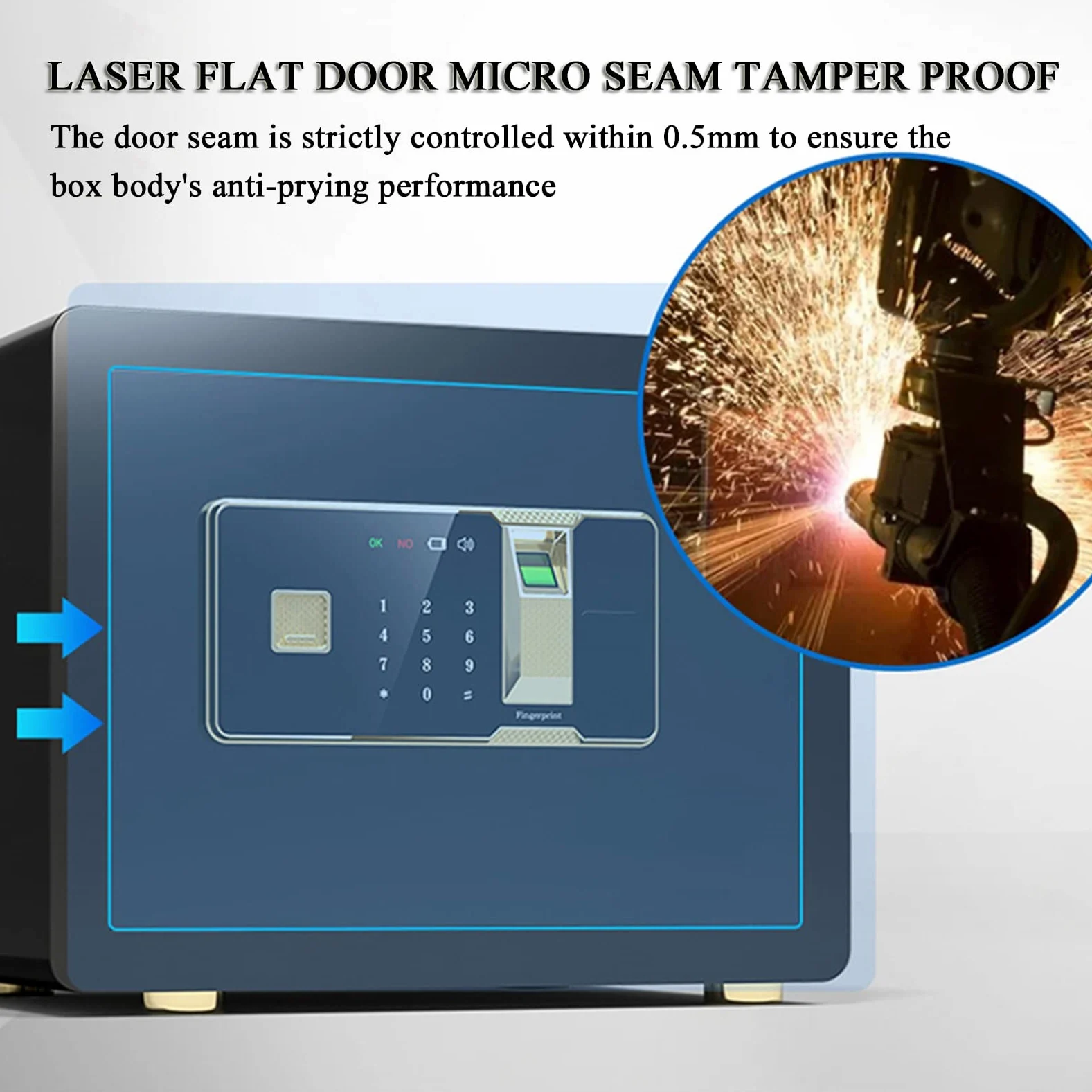 XBTGS Cassaforte, cassaforte ad accesso rapido con impronta digitale con armadio interno privato, doppio sistema di allarme, Smart Safe Box, memorizza 100 impronte digitali, prevenzione furti, bianco