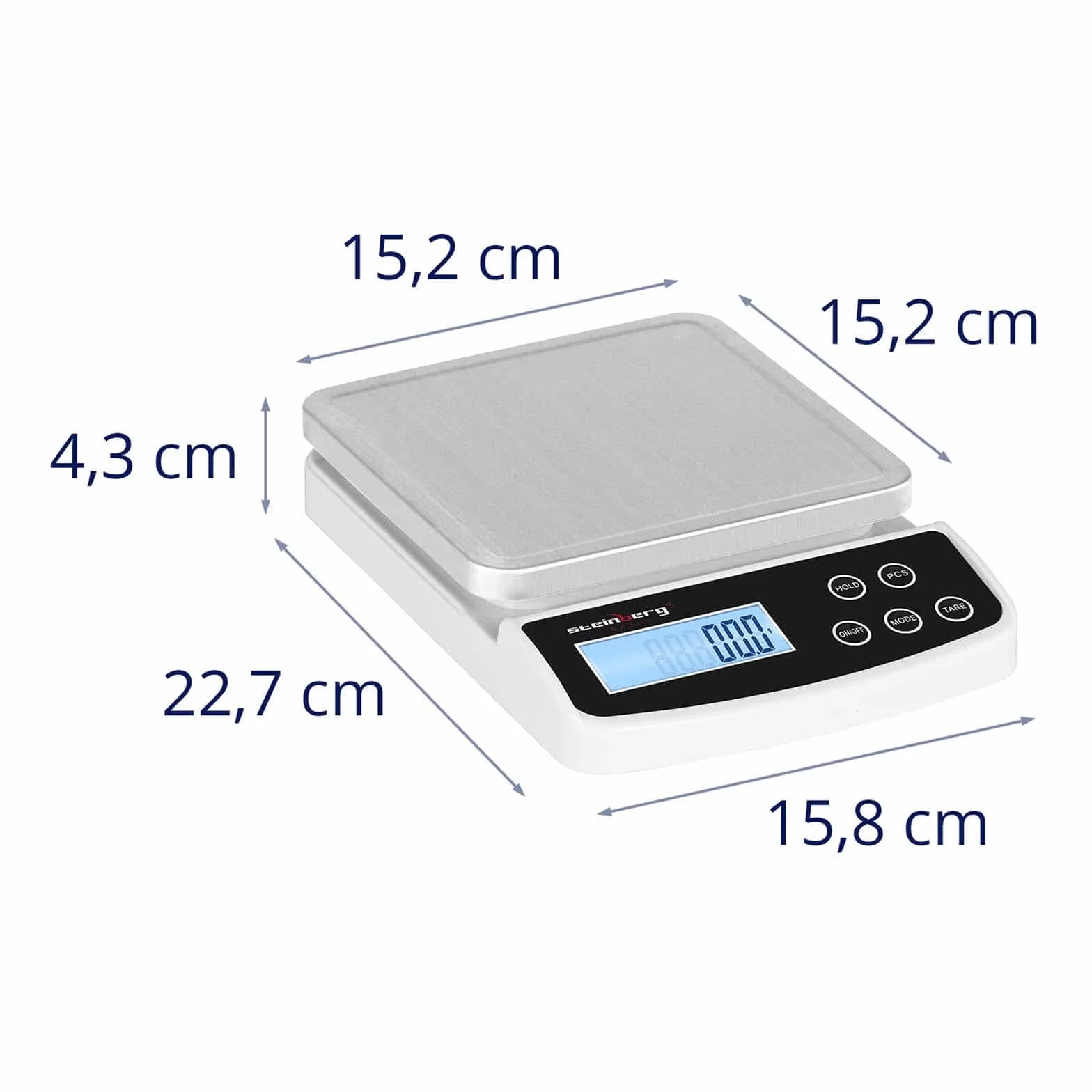 Steinberg BASIC SBS-LW-5000/100 Bilancia Elettronica Digitale Pesalettere 5 kg 0,1 g Schermo LCD Retroilluminazione Argento