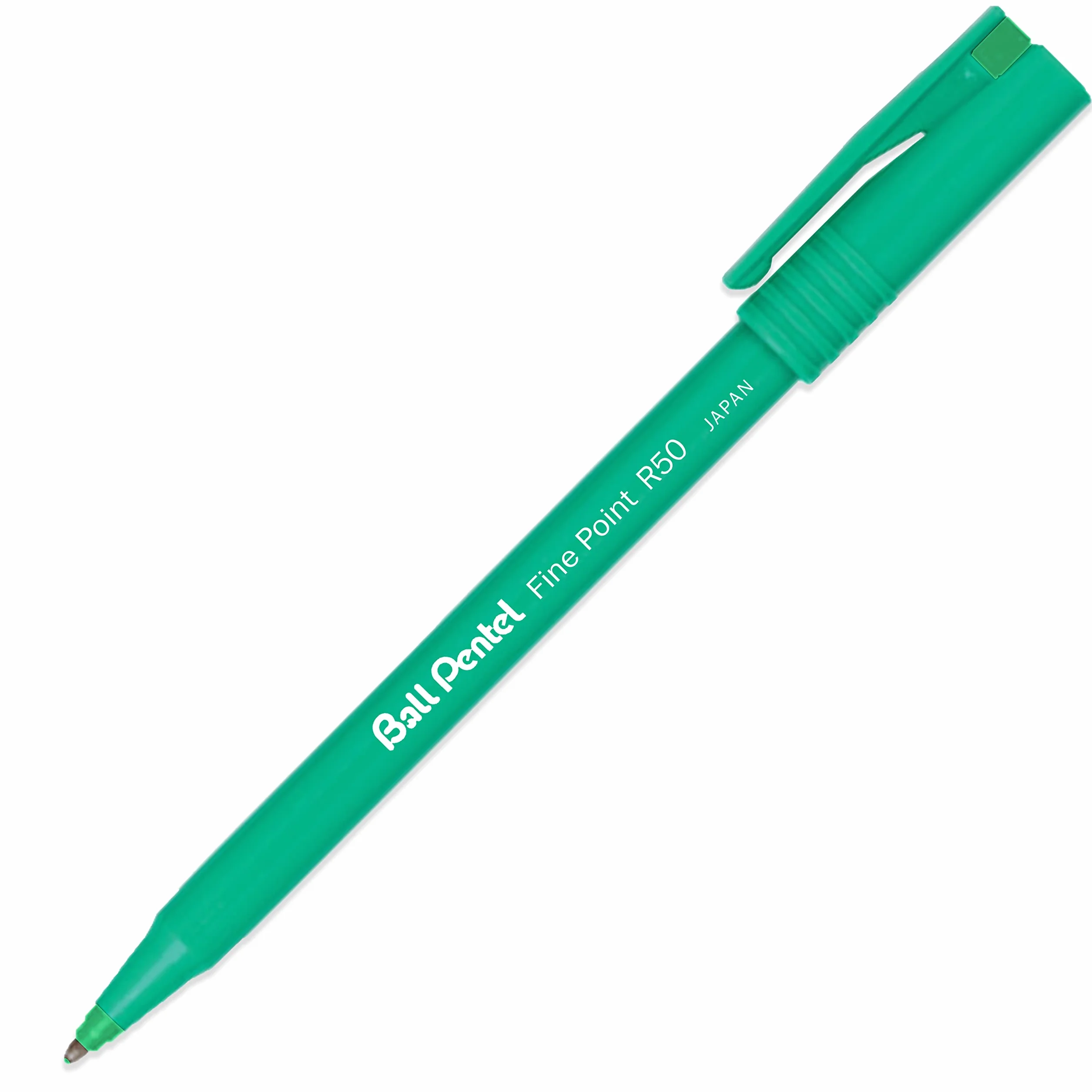 Pentel R50 Pennarelli a Sfera a Inchiostro Liquido Punta Fine 0,8 mm Larghezza Tratto 0,4 mm 4 Pezzi Nero Blu Rosso Verde