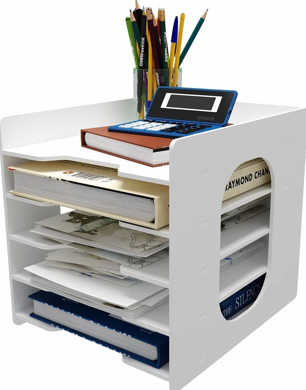 PUNCA Organizer Documenti Scrivania 5 Livelli Portadocumenti Impilabile Economico in PVC Portadocumenti da Scrivania Organizzatore Raccoglitore Documenti A4 Porta Documenti per Ufficio a Casa Scuola