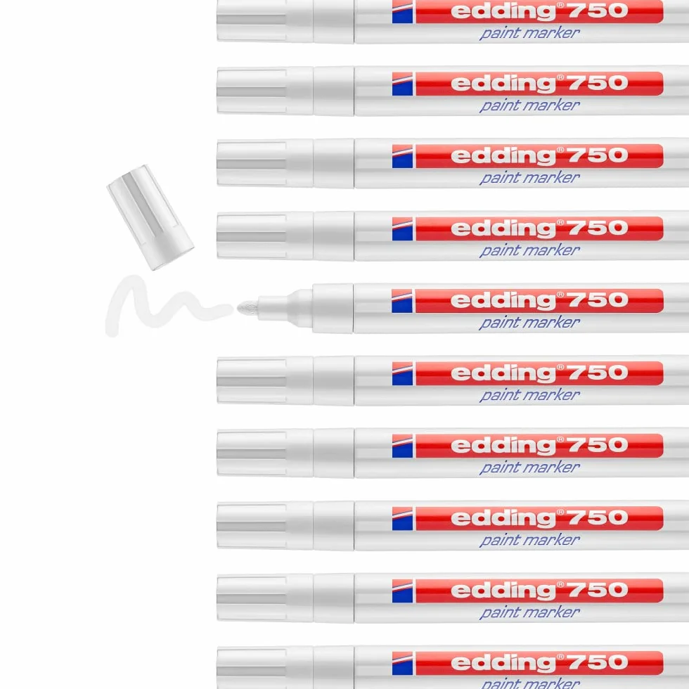 edding 750 Paint Marker, colore: Nero 10 White, 10 Pezzi