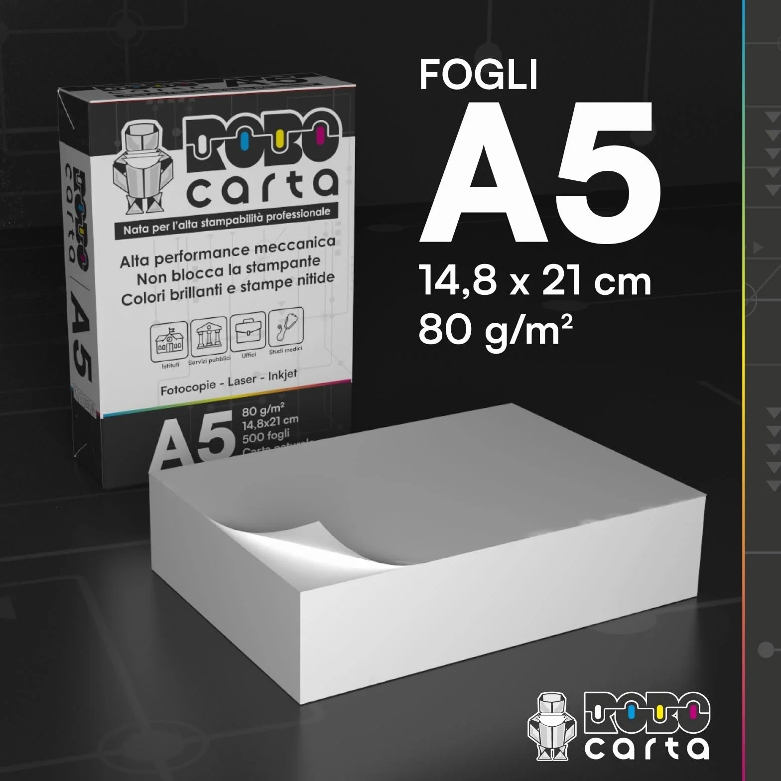 Carta A5 Ricette Mediche 10 Risme 5000 Fogli Robocarta 80gr Ufficio Fotocopie
