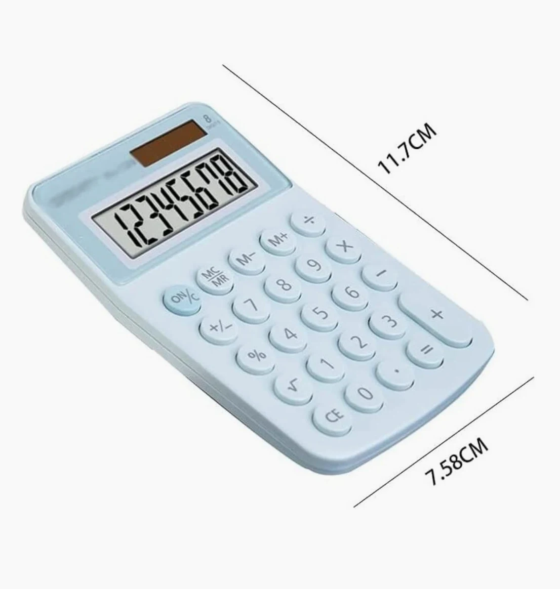 Calcolatrice per Ufficio Calcolatrici da Ufficio Calcolatrice Batteria Solare A 8 Cifre Batteria Solare Dual Power con Display Scuola(Blue)