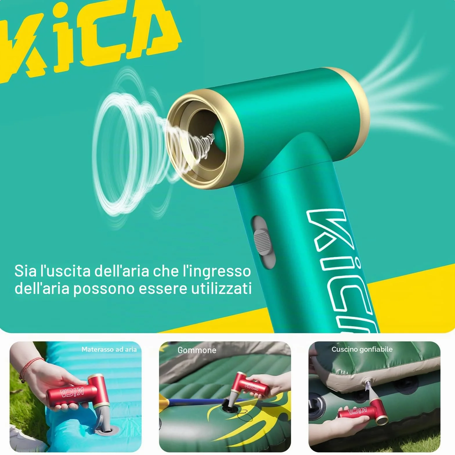 Kica Jetfan 2 Rimuovi Polvere Aria Compressa,Compressore aria portatile con 101000 RPM Potente Mini Soffiatore,Aria Compressa Spray per PC,Tastiera,Ufficio,Auto,Pulizia Della Casa- Rosso