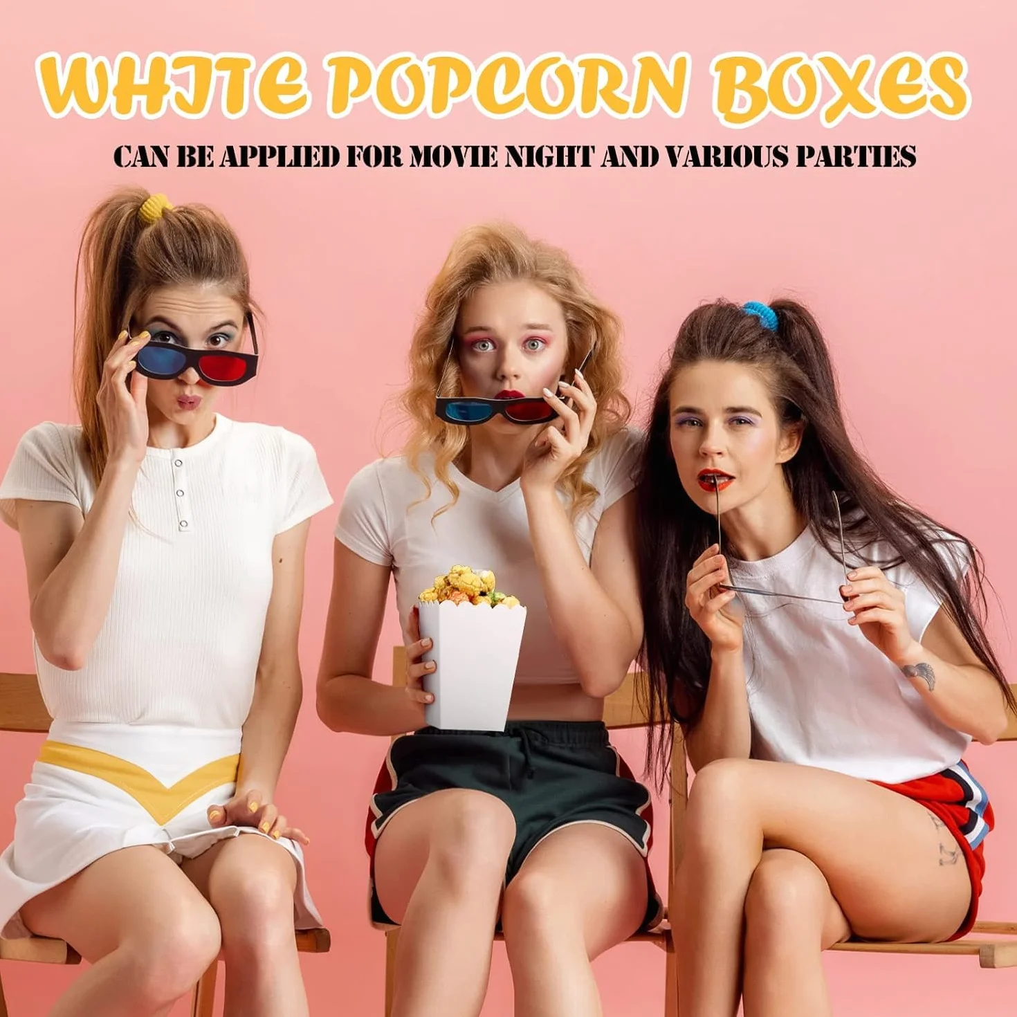 60 białych pudełek na popcorn małe kino przekąski
