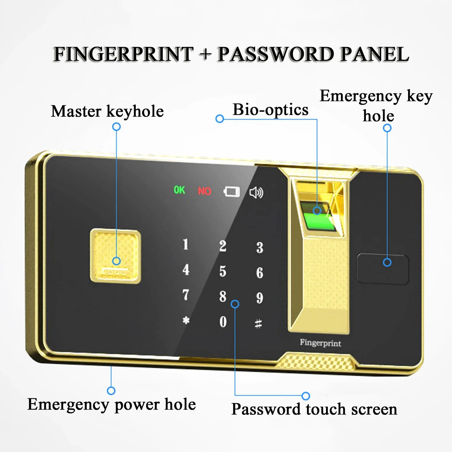 XBTGS Cassaforte, cassaforte ad accesso rapido con impronta digitale con armadio interno privato, doppio sistema di allarme, Smart Safe Box, memorizza 100 impronte digitali, prevenzione furti, bianco