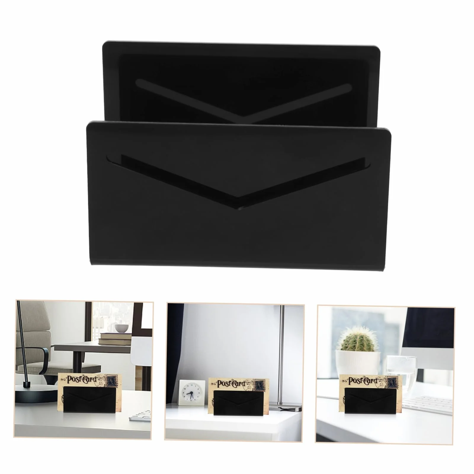 NUOBESTY Organizzatore Documenti in Acrilico Nero Angoli Arrotondati per Scrivania