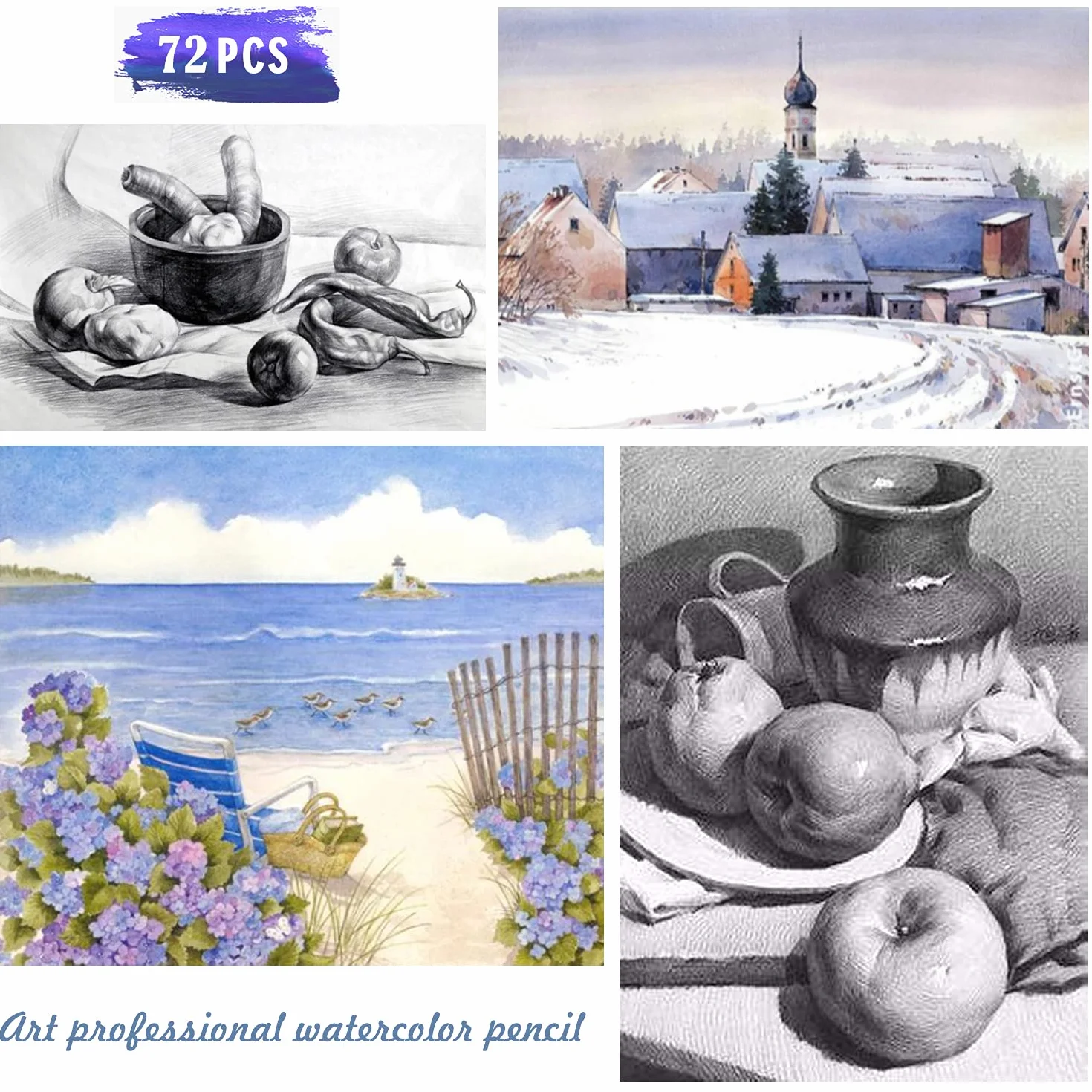 Matite Colorate Acquarellabili per Adulti, Disegno e Schizzi Artistico 72 Pezzi