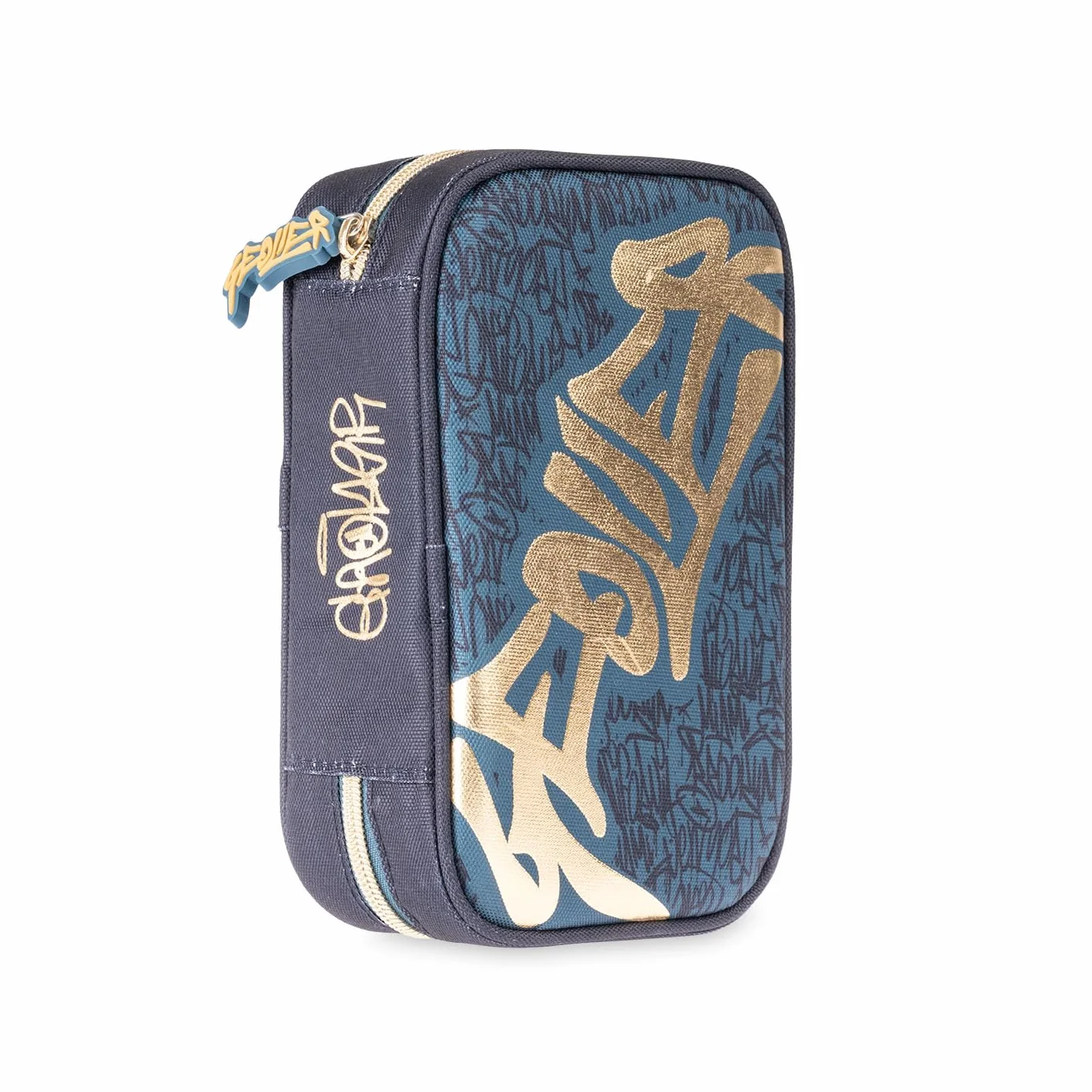 Colourbook - Astuccio Scuola Geolier 1 Zip, Organizzazione con Pattina Interna, Set Completo 30+ Pezzi (Graffiti)