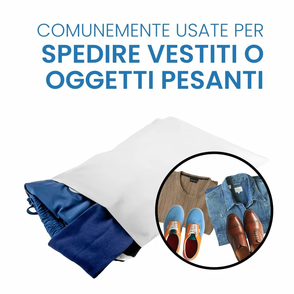 IMBALLAGGI 2000-100 Buste per Spedizioni 350x450+50mm COEX Impermeabile Antistrappo Anti Umidità Bianco Opaco