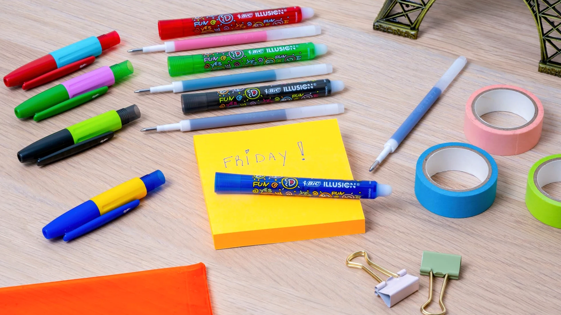 BIC Illusion - Penna a sfera cancellabile e ricaricabile, a punta media, 0,7 mm, colore: rosso, confezione da 24