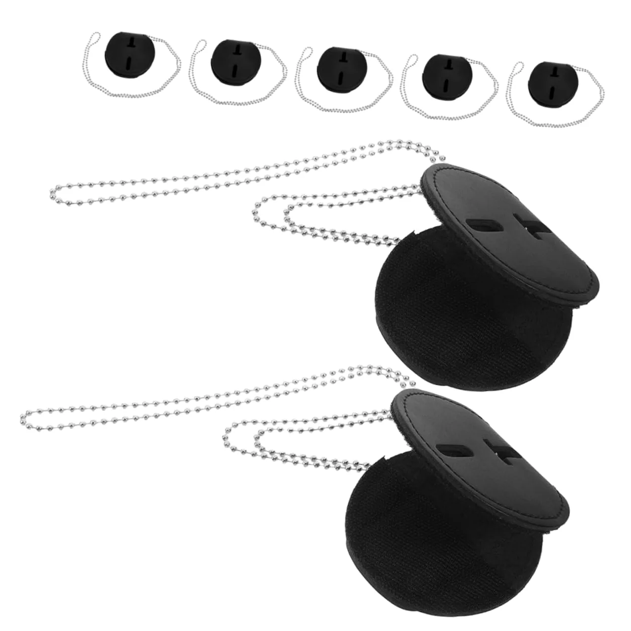 Porta Badge Circolare 7 Pezzi in Pu con Clip e Catena | Lega di Alluminio, Cordino da Collo Incluso, Nero, Uso Quotidiano e Eventi