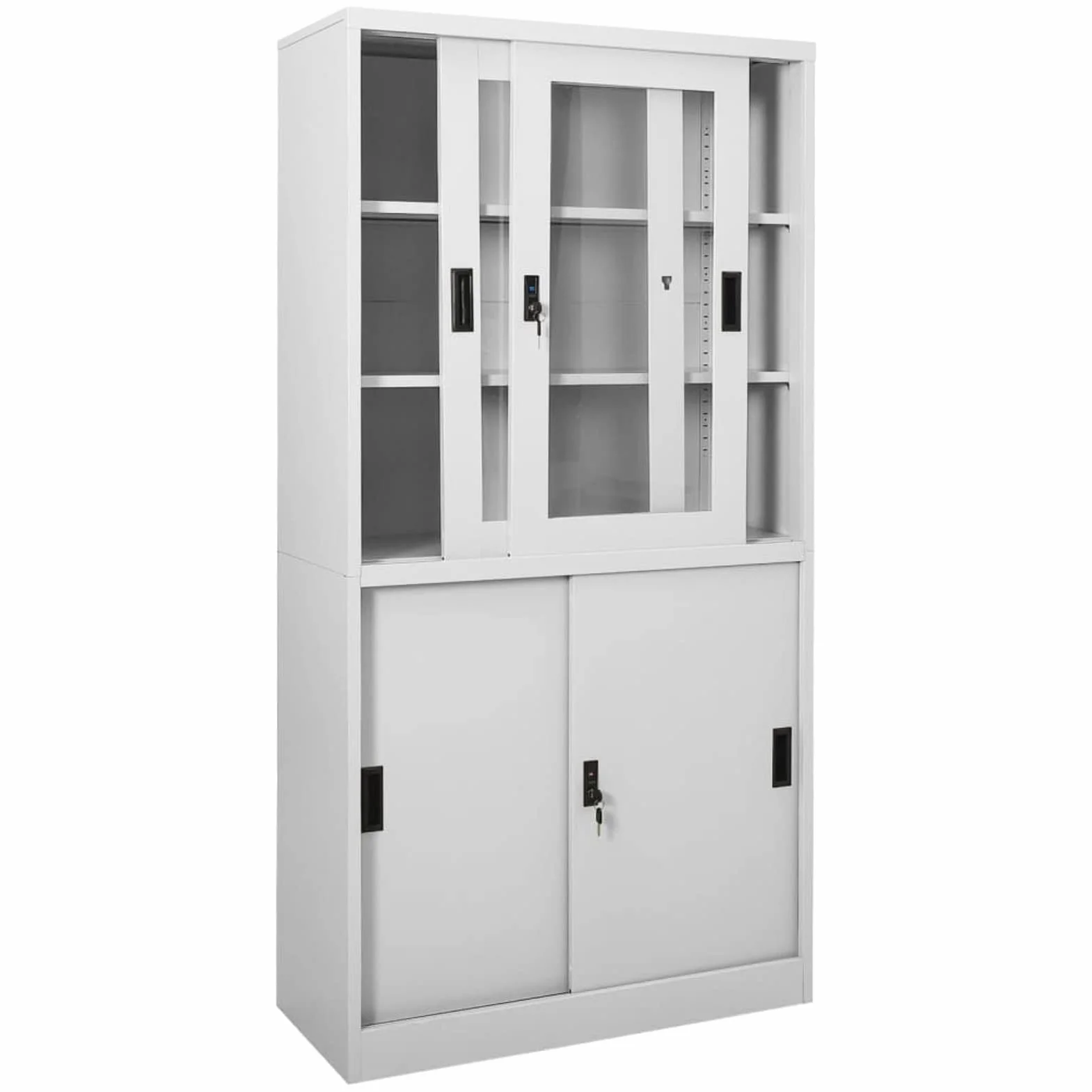 Gecheer Armadio con Anta Scorrevole Grigio Chiaro 90x40x180 cm Acciaio