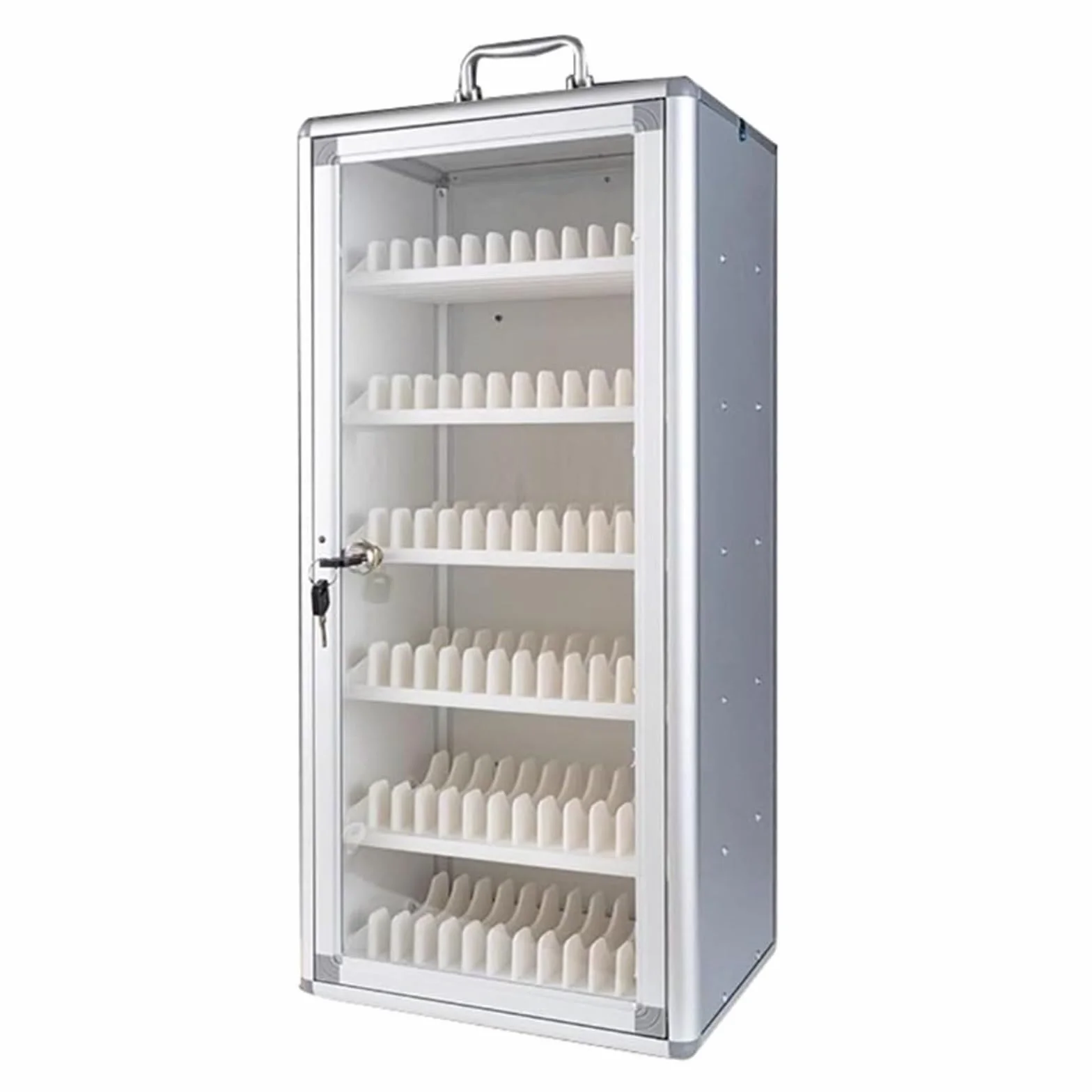 Supporto da parete per telefono cellulare in lega di alluminio per aule da 12 a 72 scomparti, perfetto per scuole, sale riunioni, fabbriche, palestre, salvaspazio, 26,5 x 20 x 60,5 cm